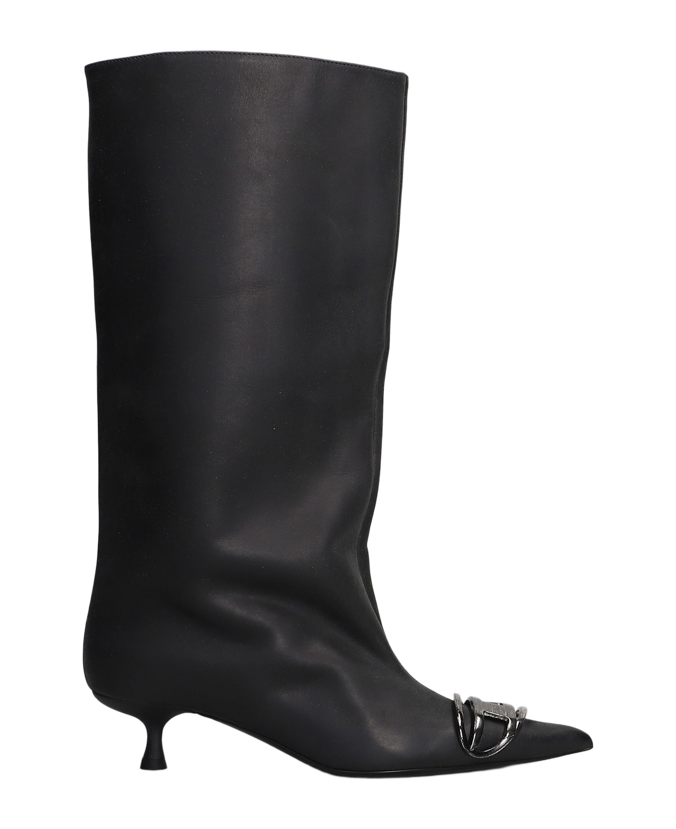 Diesel Venus 40 Tube High Heels Boots In Black Leather - black