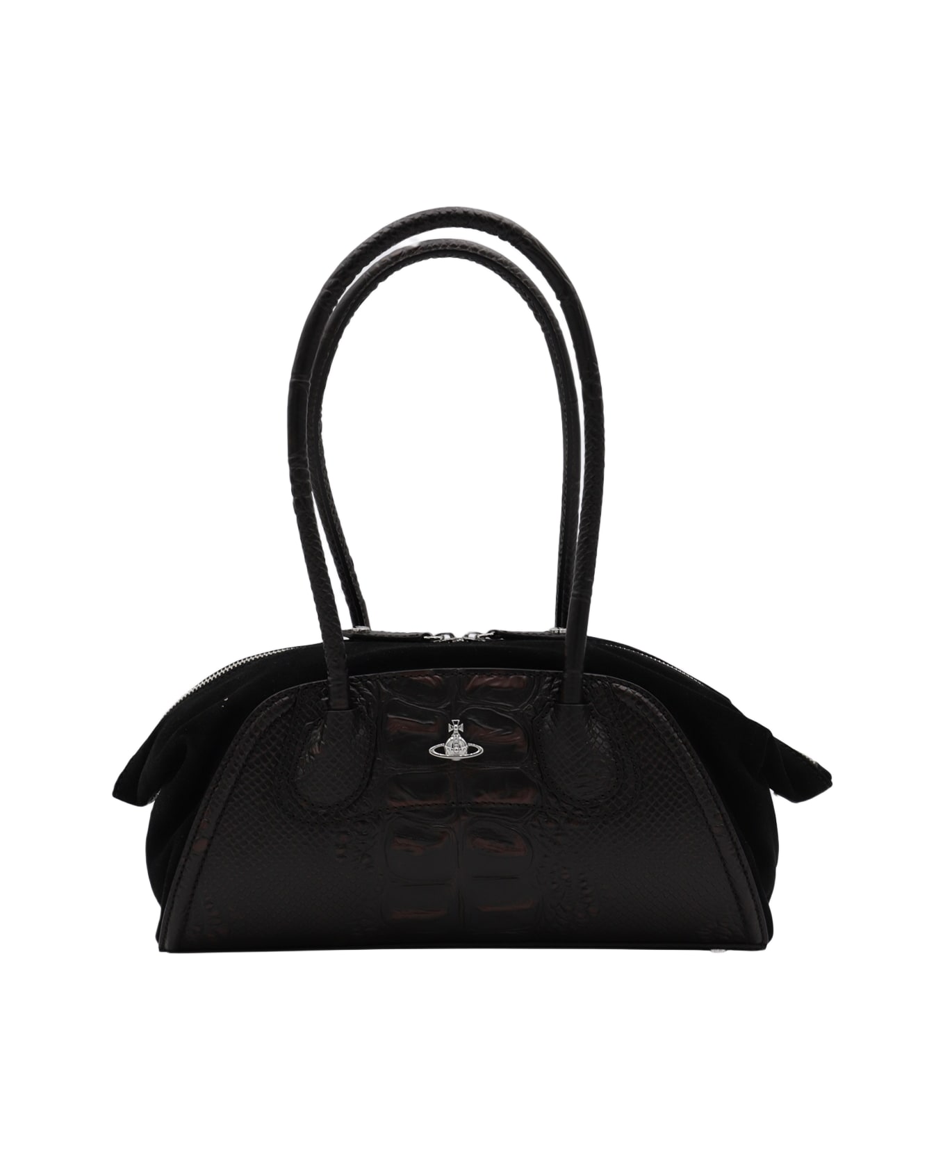 Vivienne Westwood Black Leathee Top Handle Bag - BROWN/BLACK