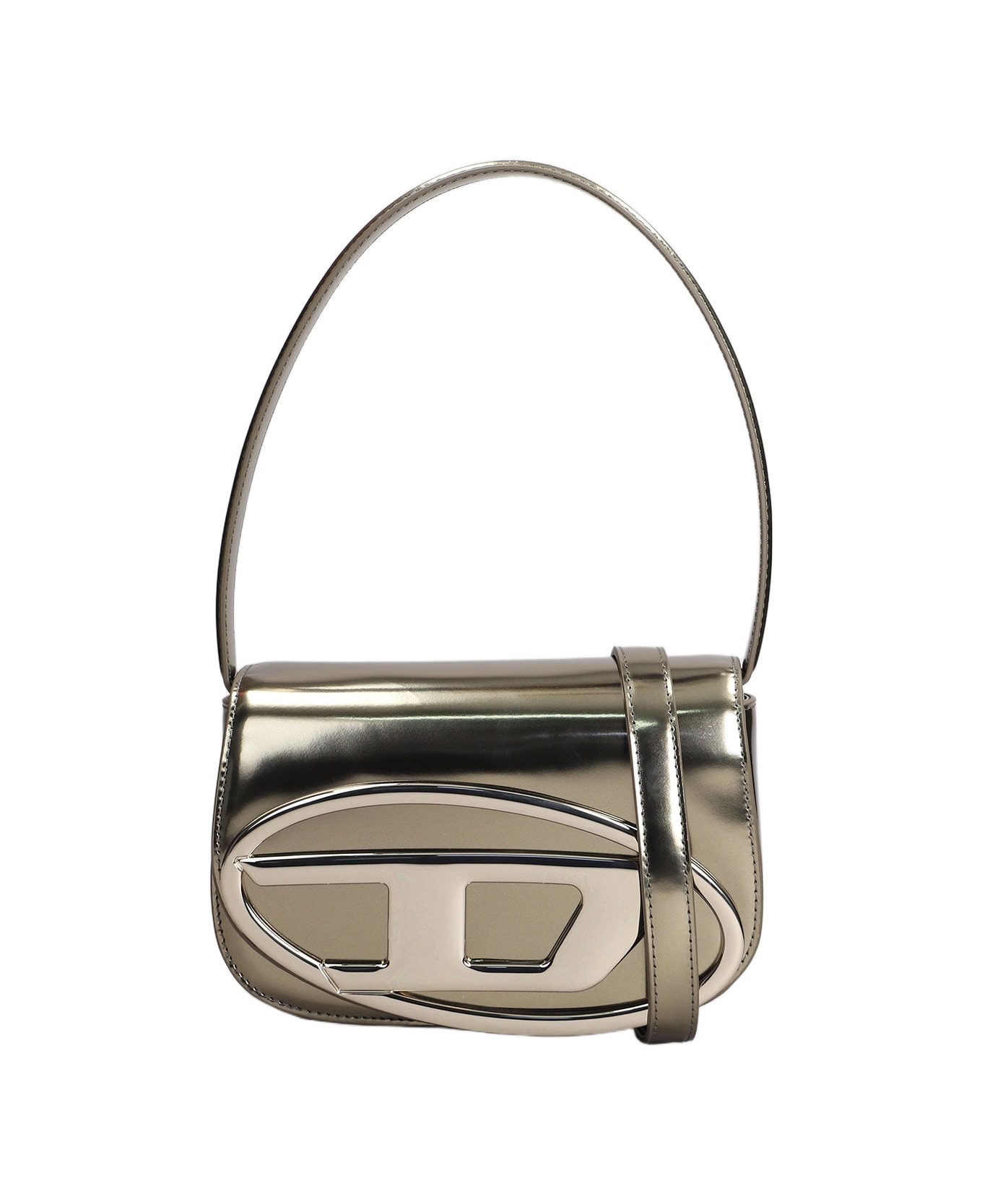Diesel 1 Dr Shoulder Bag In Gold Leather - gold