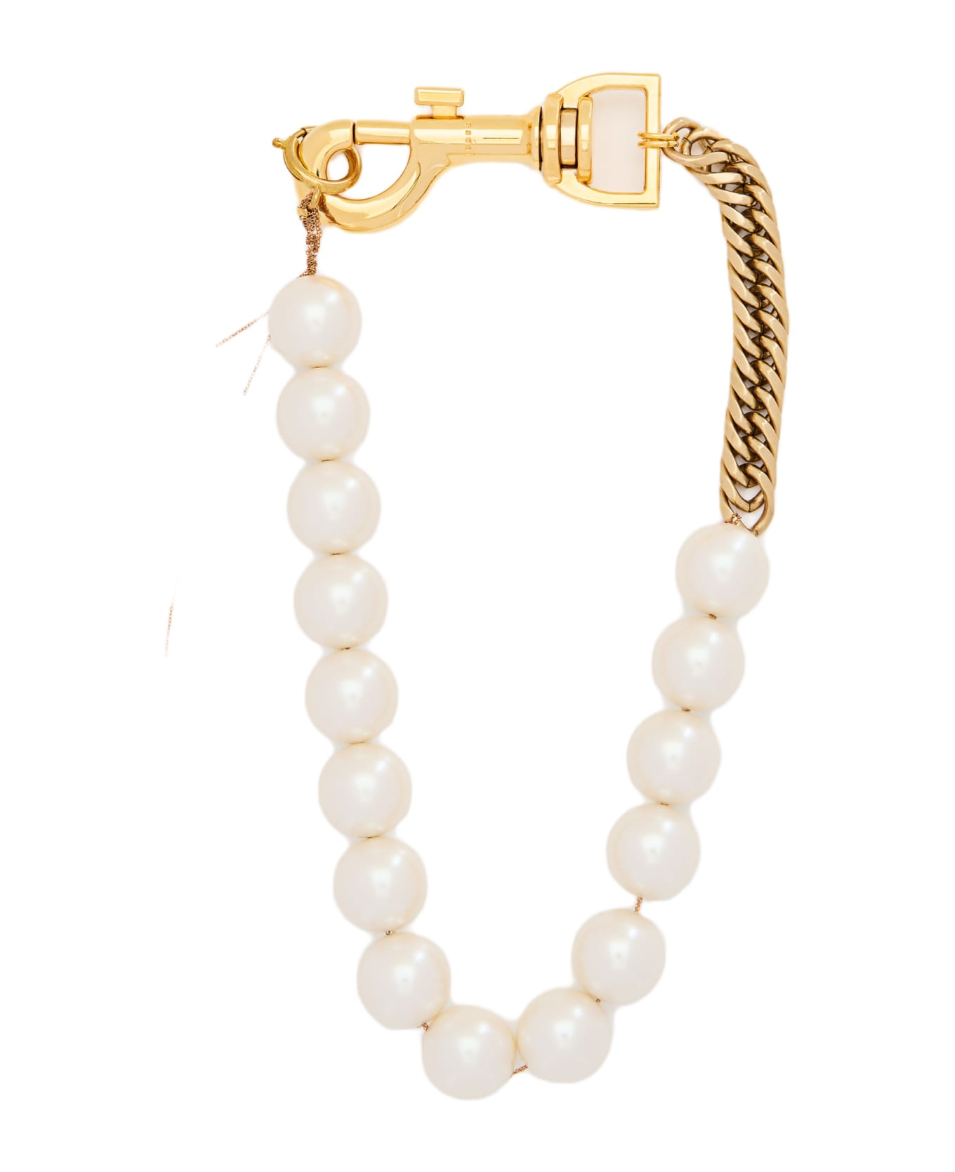 Sacai Pearl Chain Short Necklace - Golden