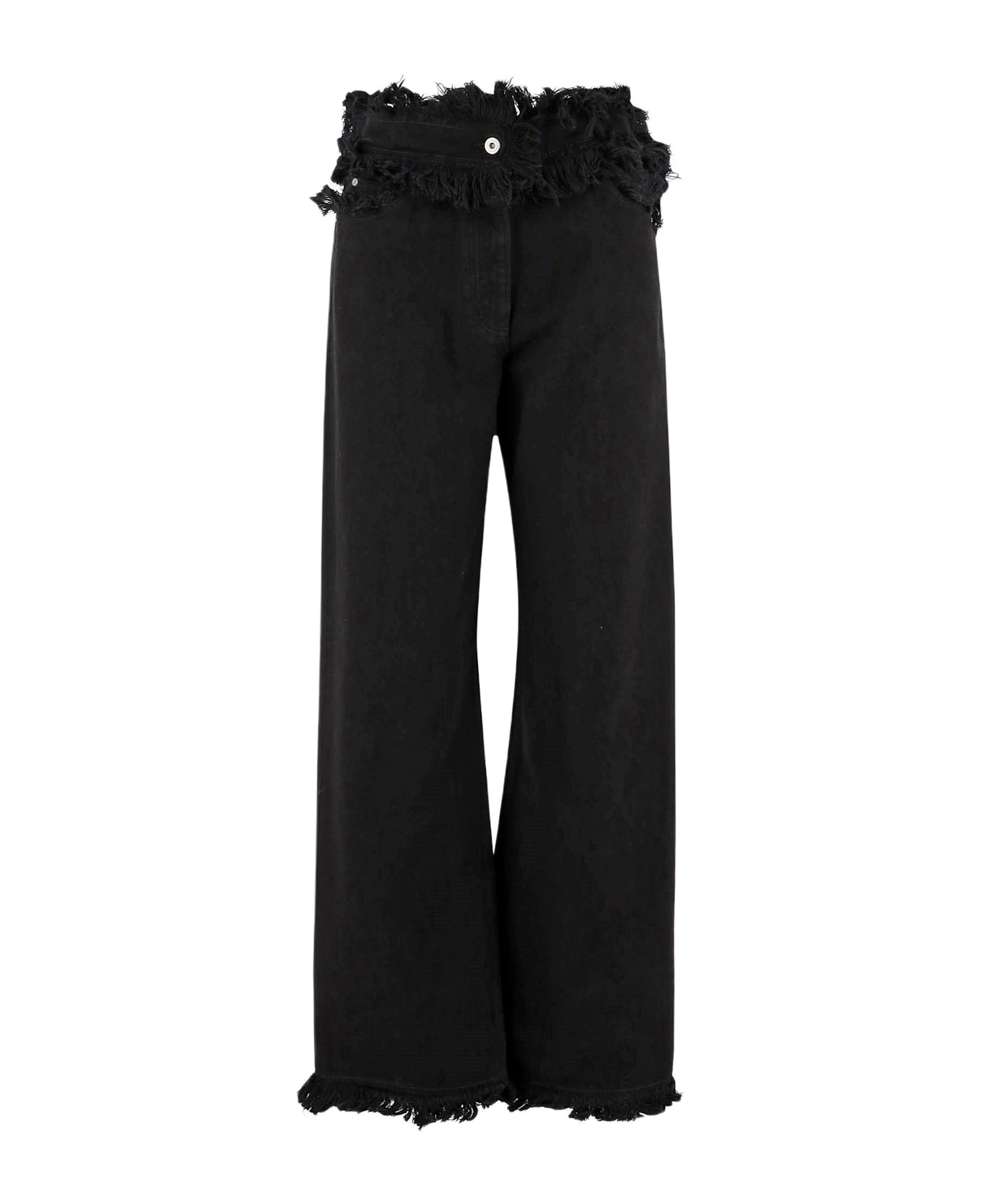 Ferragamo Frayed Cotton Pants - Black