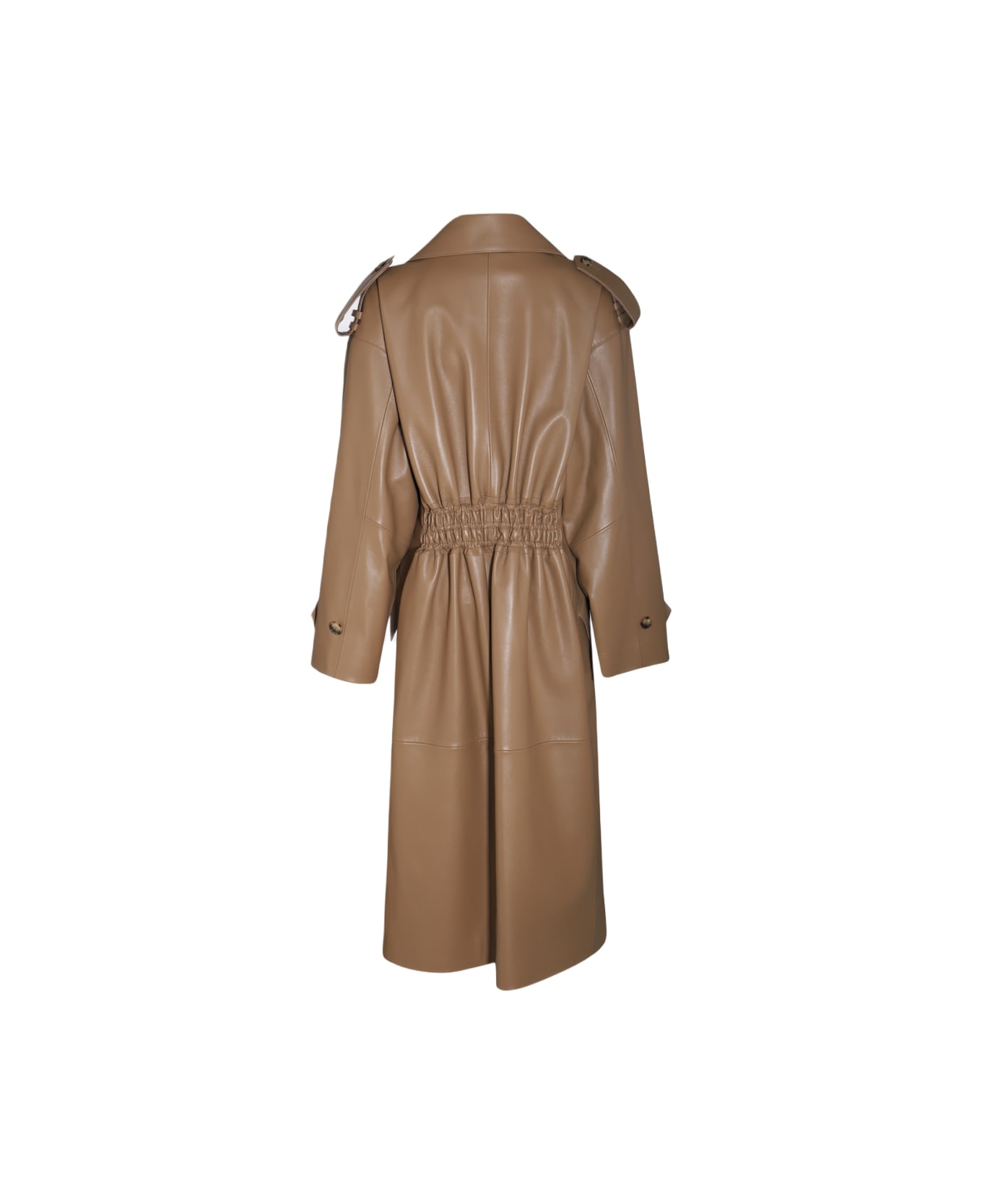 The Mannei Beige Leather Shamali Coat