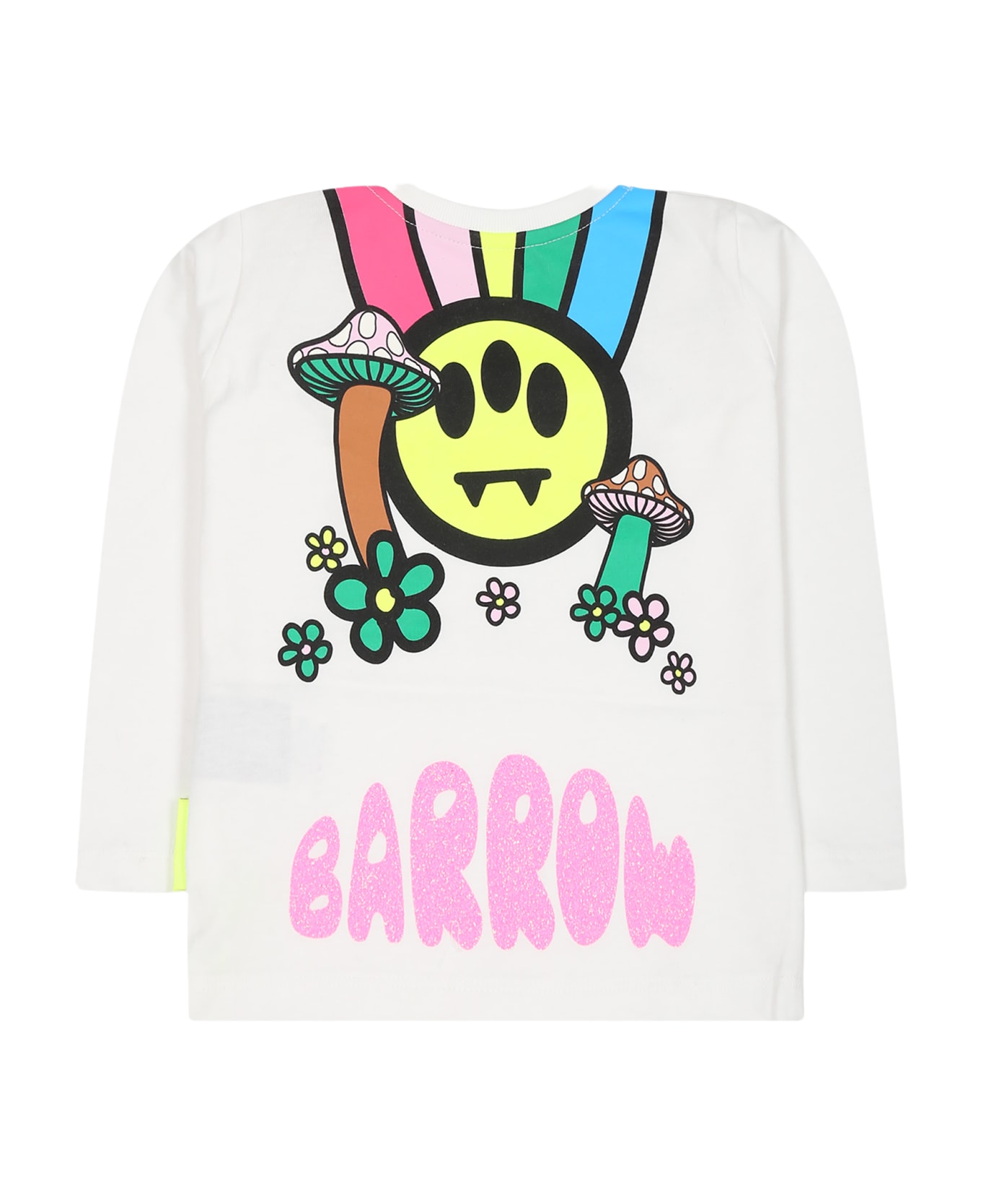 Barrow White T-shirt For Baby Girl With Bear And Smiley - White Tシャツ＆ポロシャツ