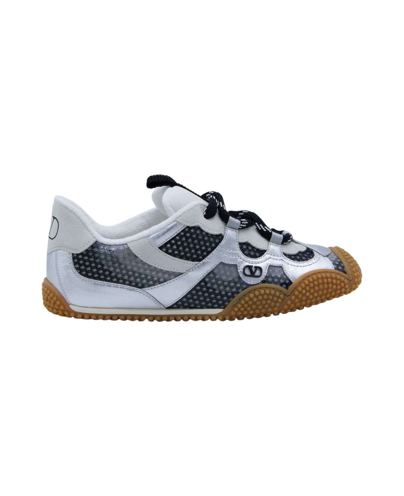 Valentino Garavani White And Black Leather Amphibia Sneakers