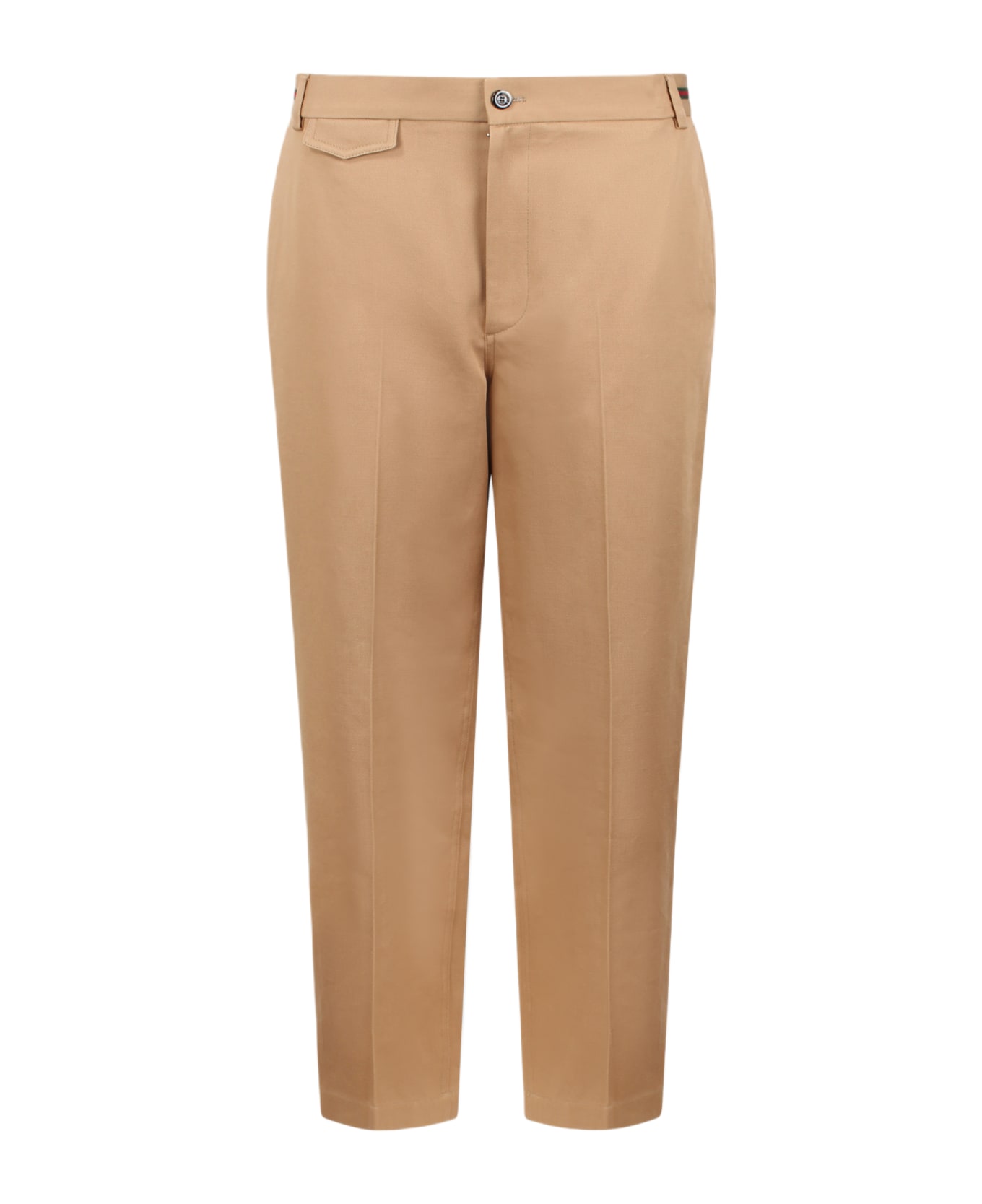 Gucci Web Detail Cotton Trousers - Light Brown ボトムス