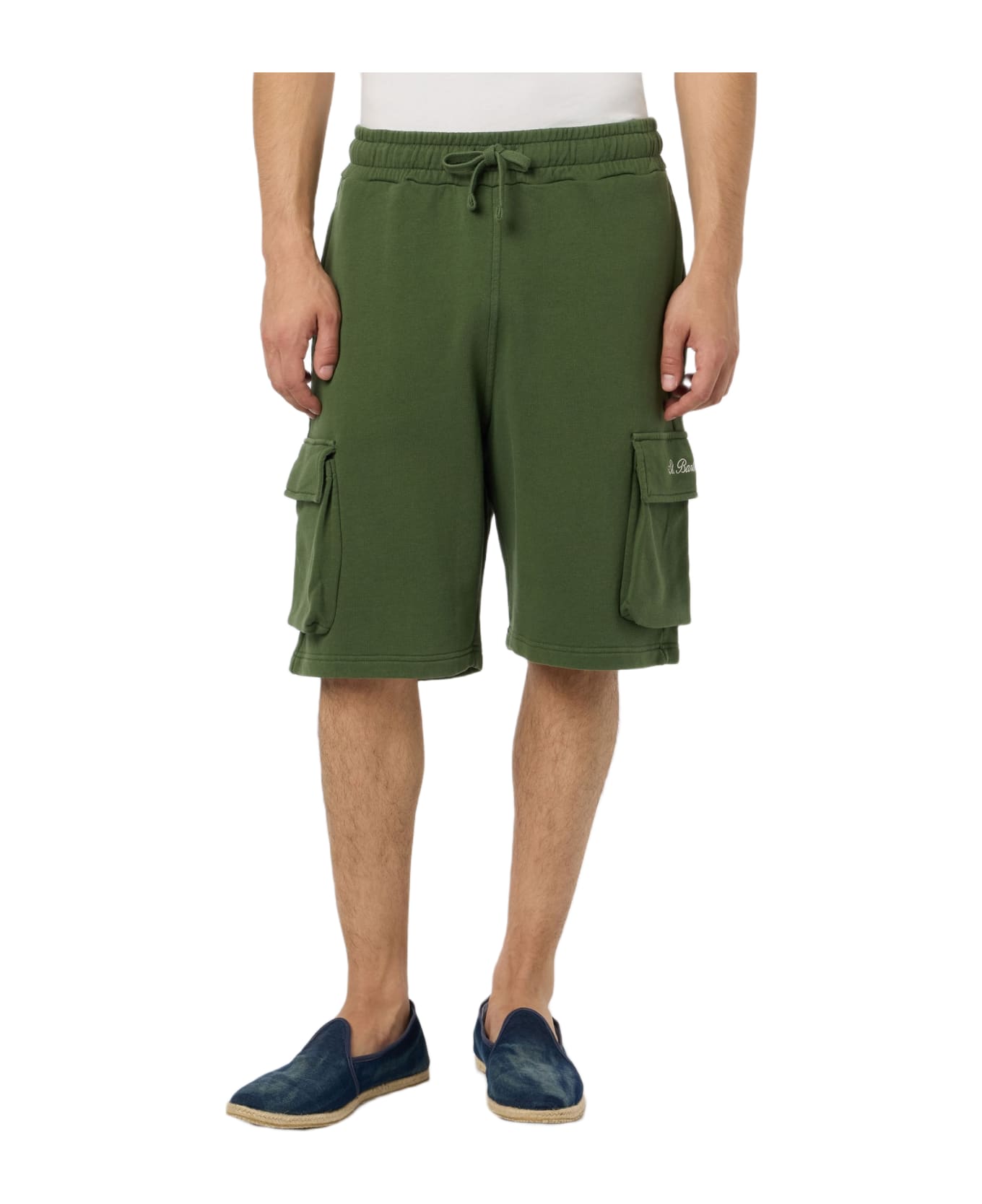 MC2 Saint Barth Man Military Green Cargo Short Pants Cargy - GREEN