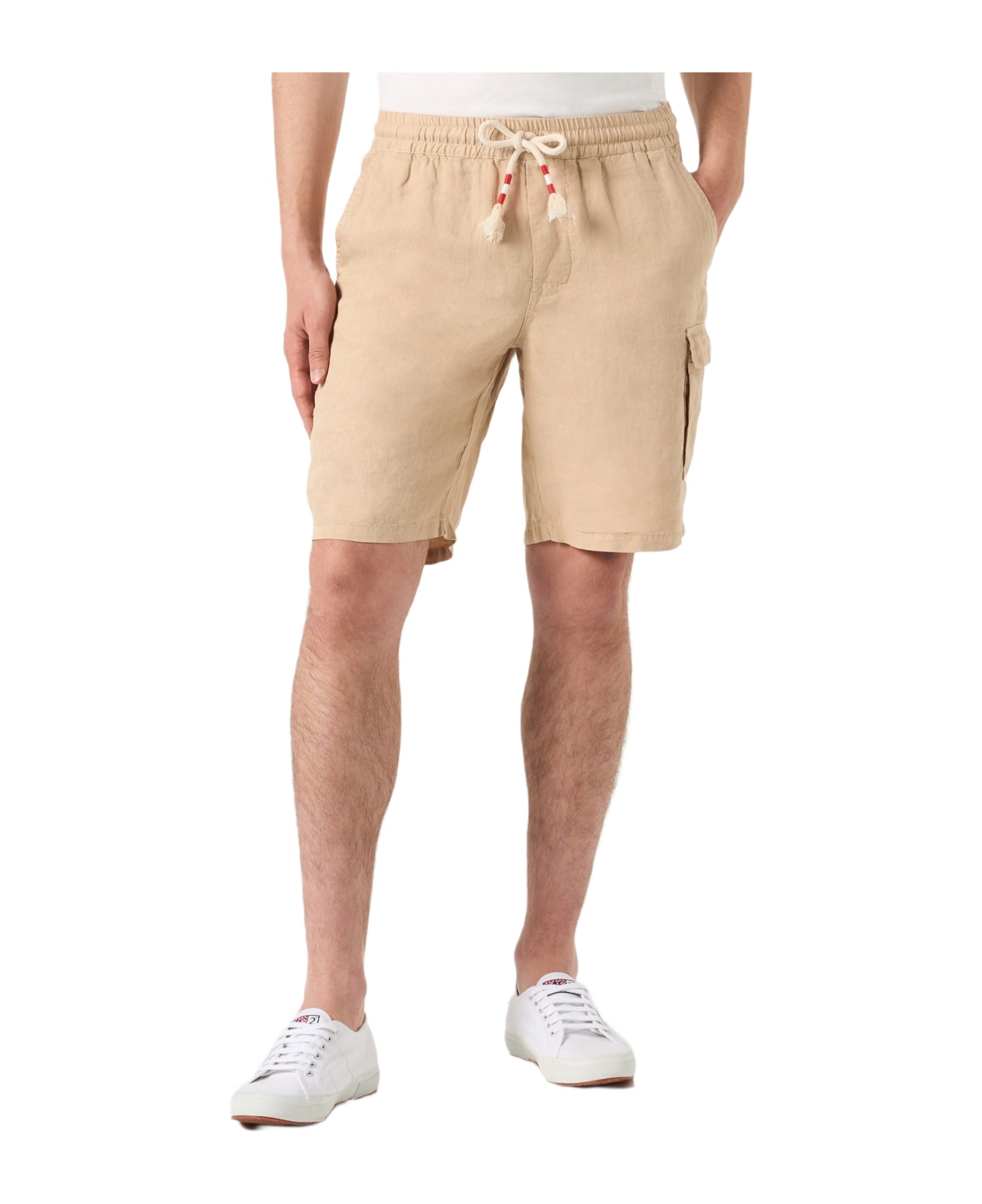 MC2 Saint Barth Beige Linen Bermuda Shorts - BROWN