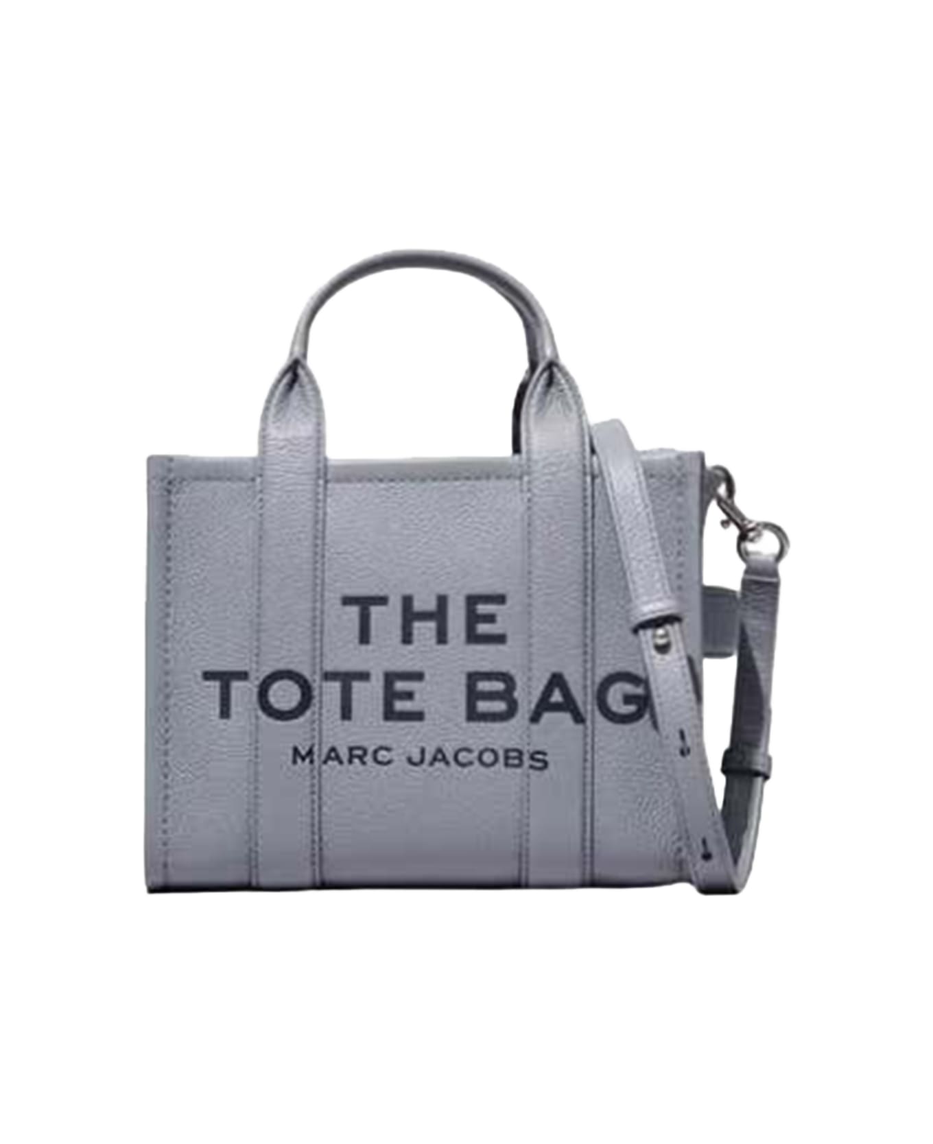 Marc Jacobs Grey Leather The Small Tote - WOLF GREY