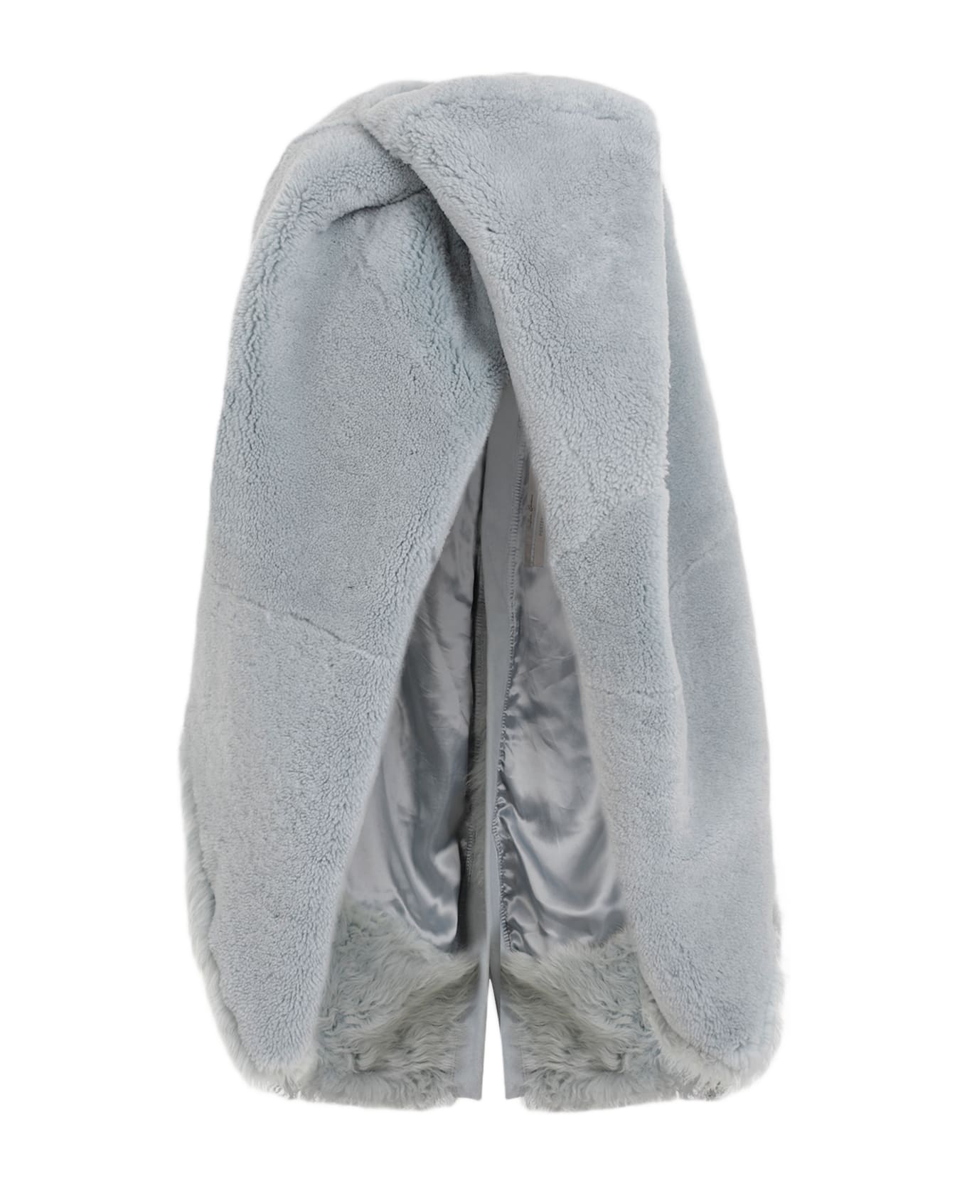 Rick Owens Short Masto Shearling Cape - Pale Blue