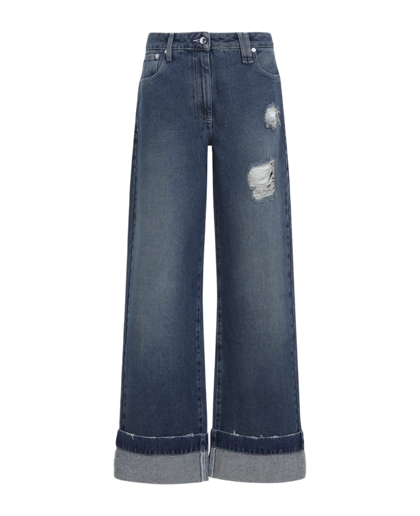 Simone Rocha Distressed Straight Leg Jeans - Distressed Blue