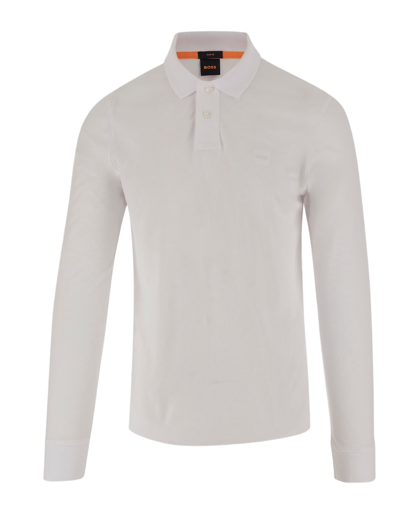 Hugo Boss Stretch Cotton Long Sleeve Polo Shirt - White