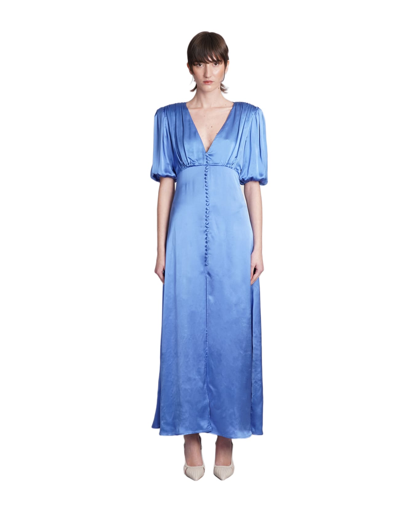 MVP Wardrobe Grand Ribaud Chemisi Dress In Blue Viscose - blue