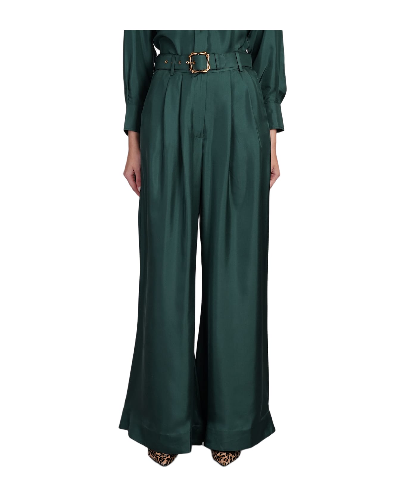 Zimmermann Pants In Green Silk - green