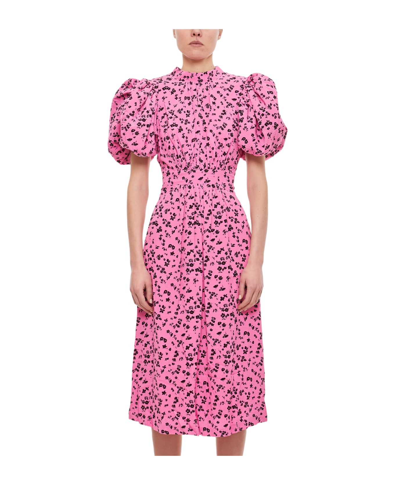 Rotate by Birger Christensen Midi Noon Viscose Jacquard Midi Dress - Pink