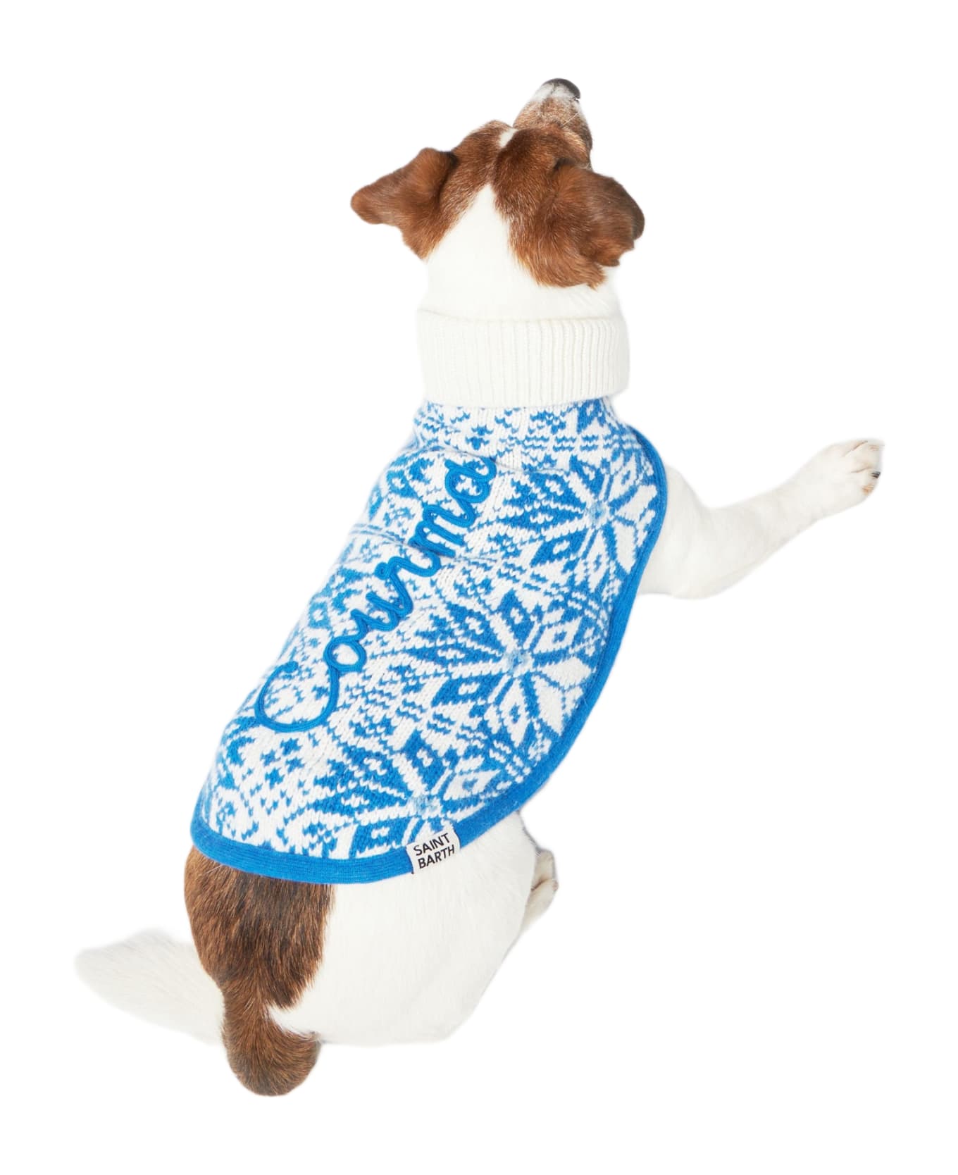 MC2 Saint Barth Dog Sweater With Nordic Jacquard - BLUE