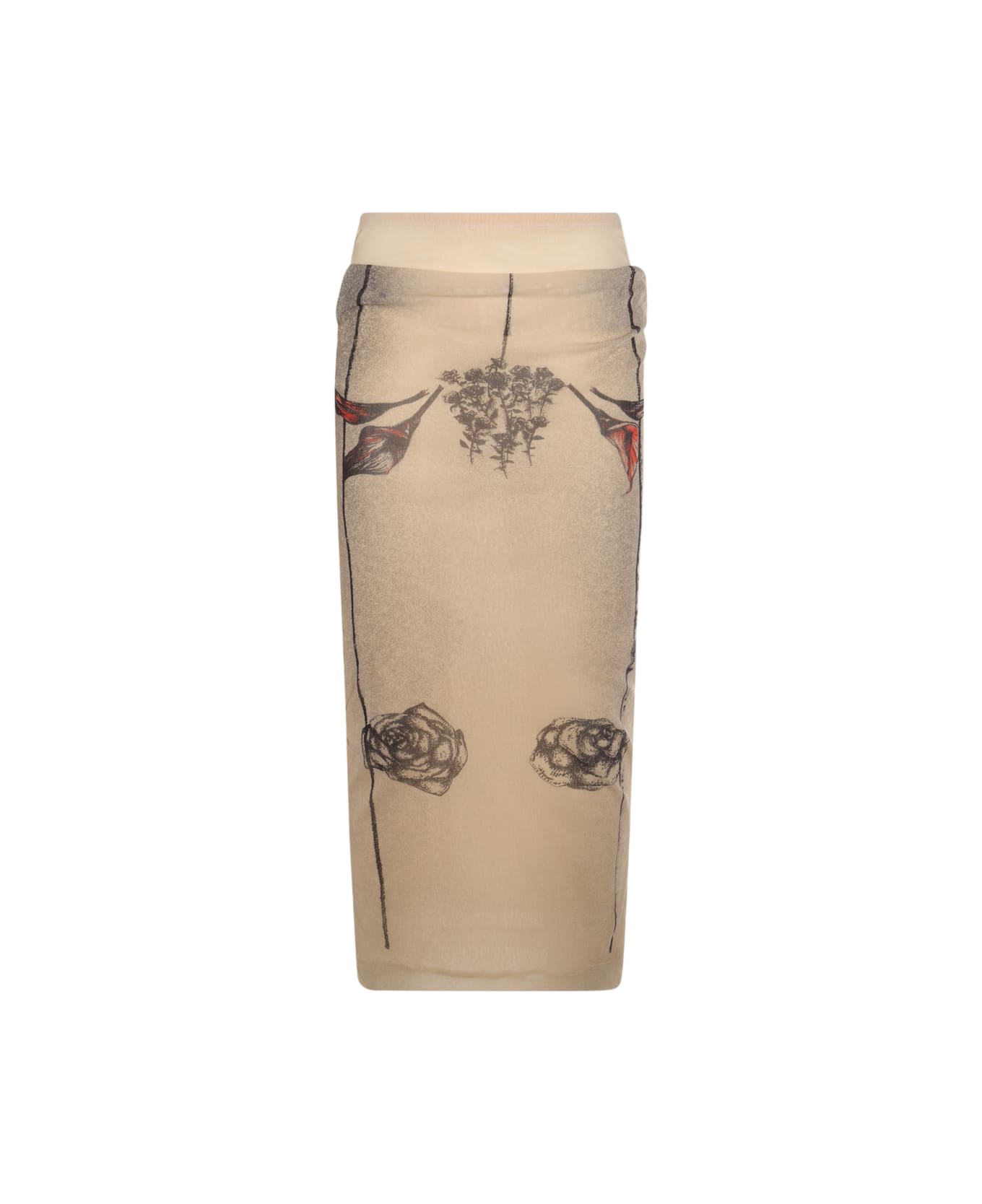 Jean Paul Gaultier Pink Midi Skirt - ECRU/BLACK/RED