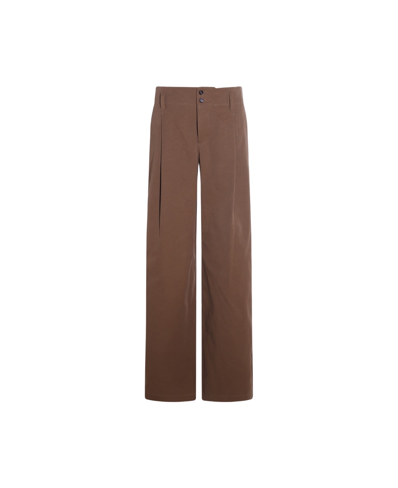 Chloé Brown Cotton Pants - MUSTARD BROWN
