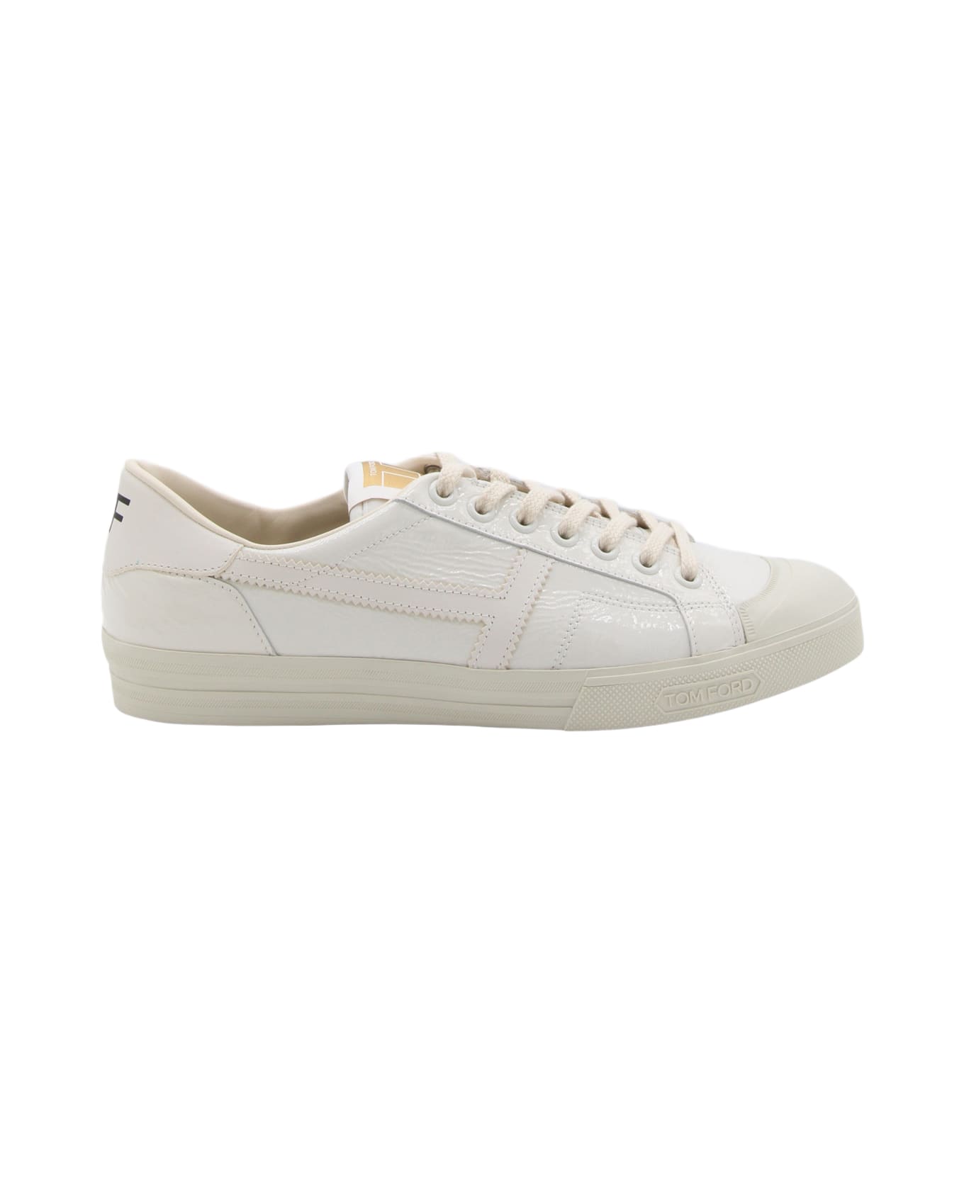Tom Ford White Leather Low Top Sneakers - CHALK + CREAM