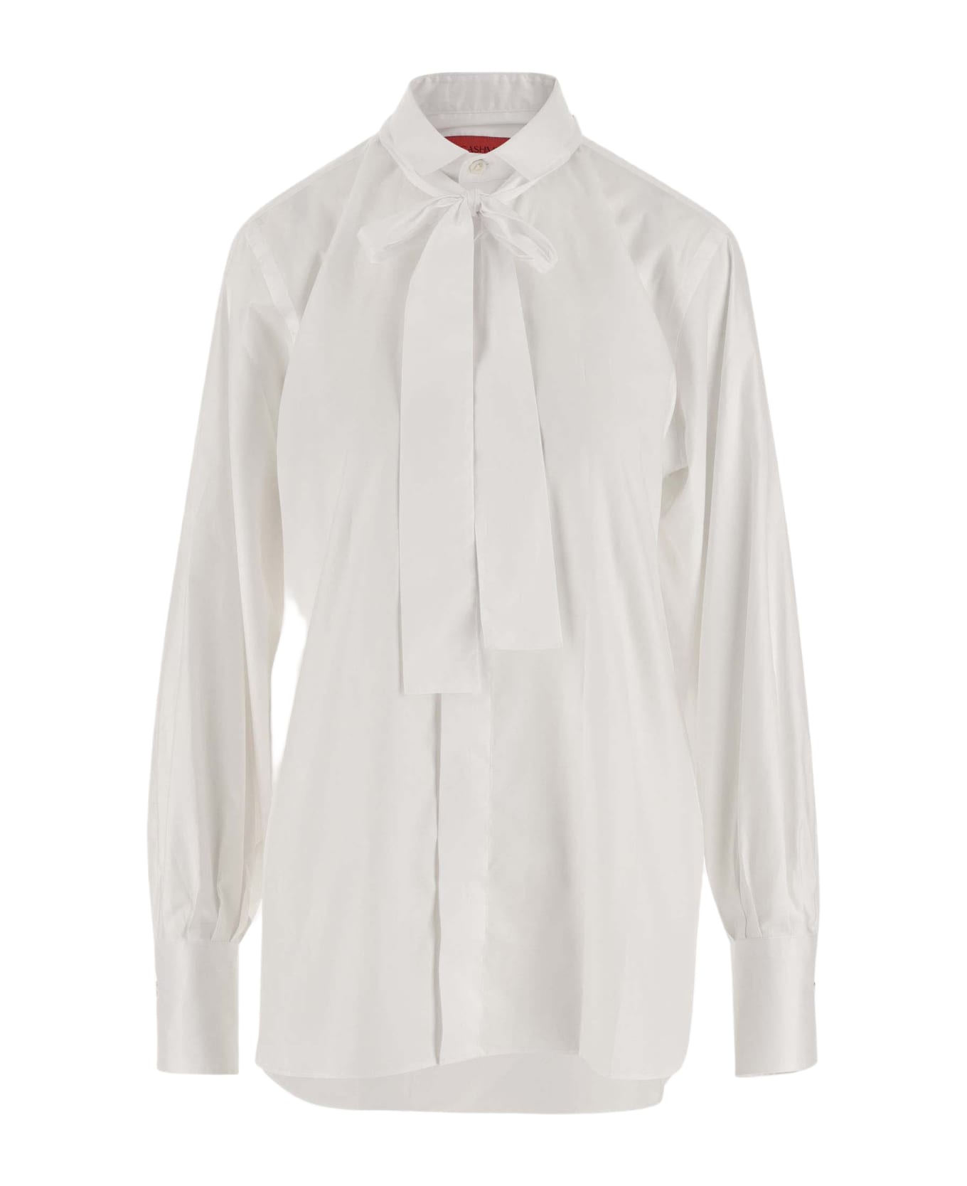 Wild Cashmere Poplin Shirt With Bow - White