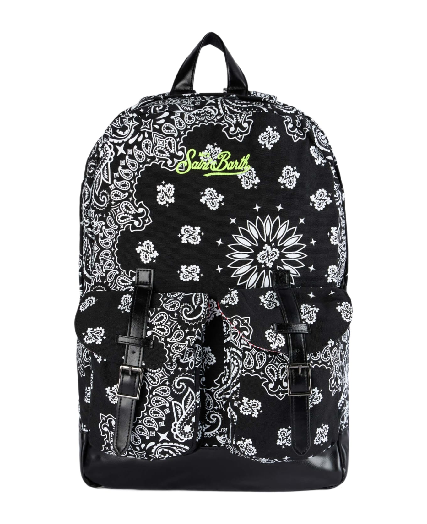 MC2 Saint Barth Canvas Backpack Cody With Black Bandanna Print - BLACK