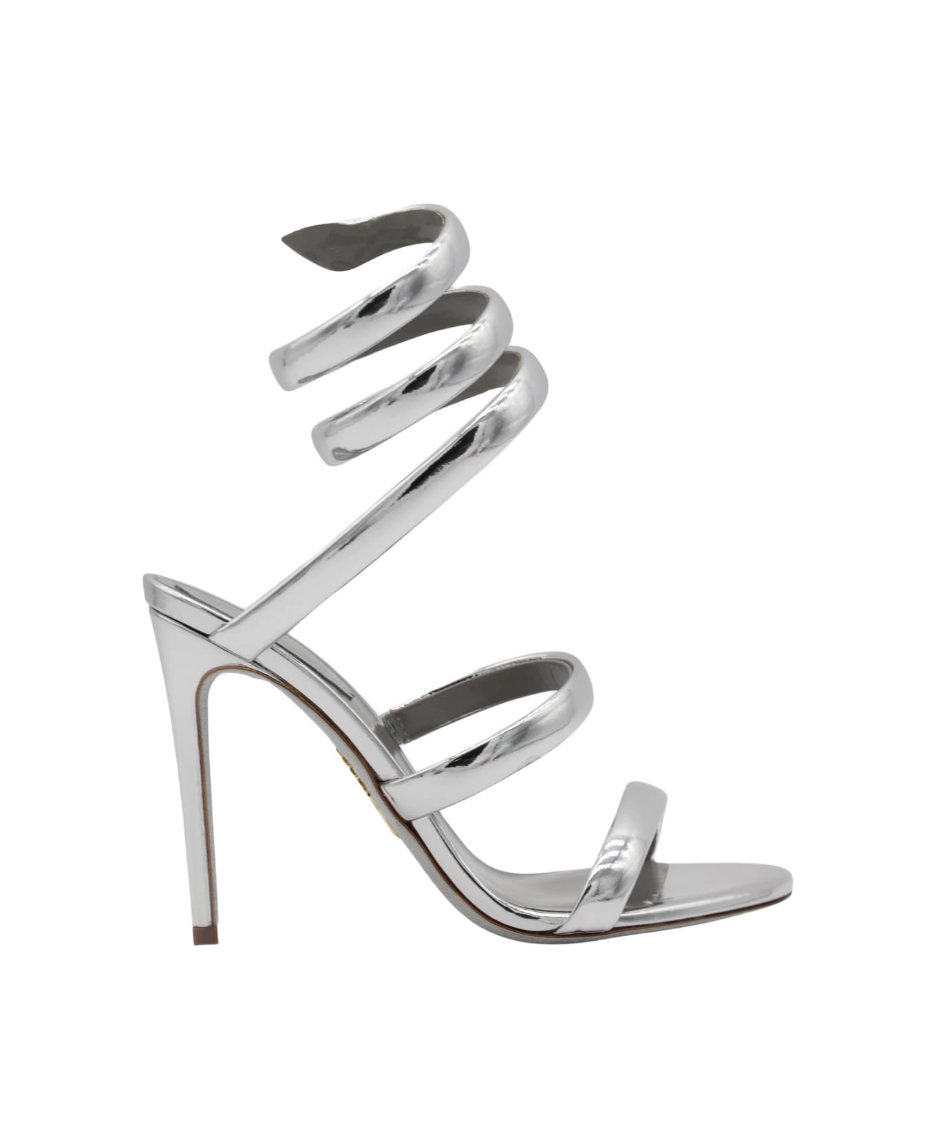 René Caovilla Silver Leather Cleo Sandals - Silver