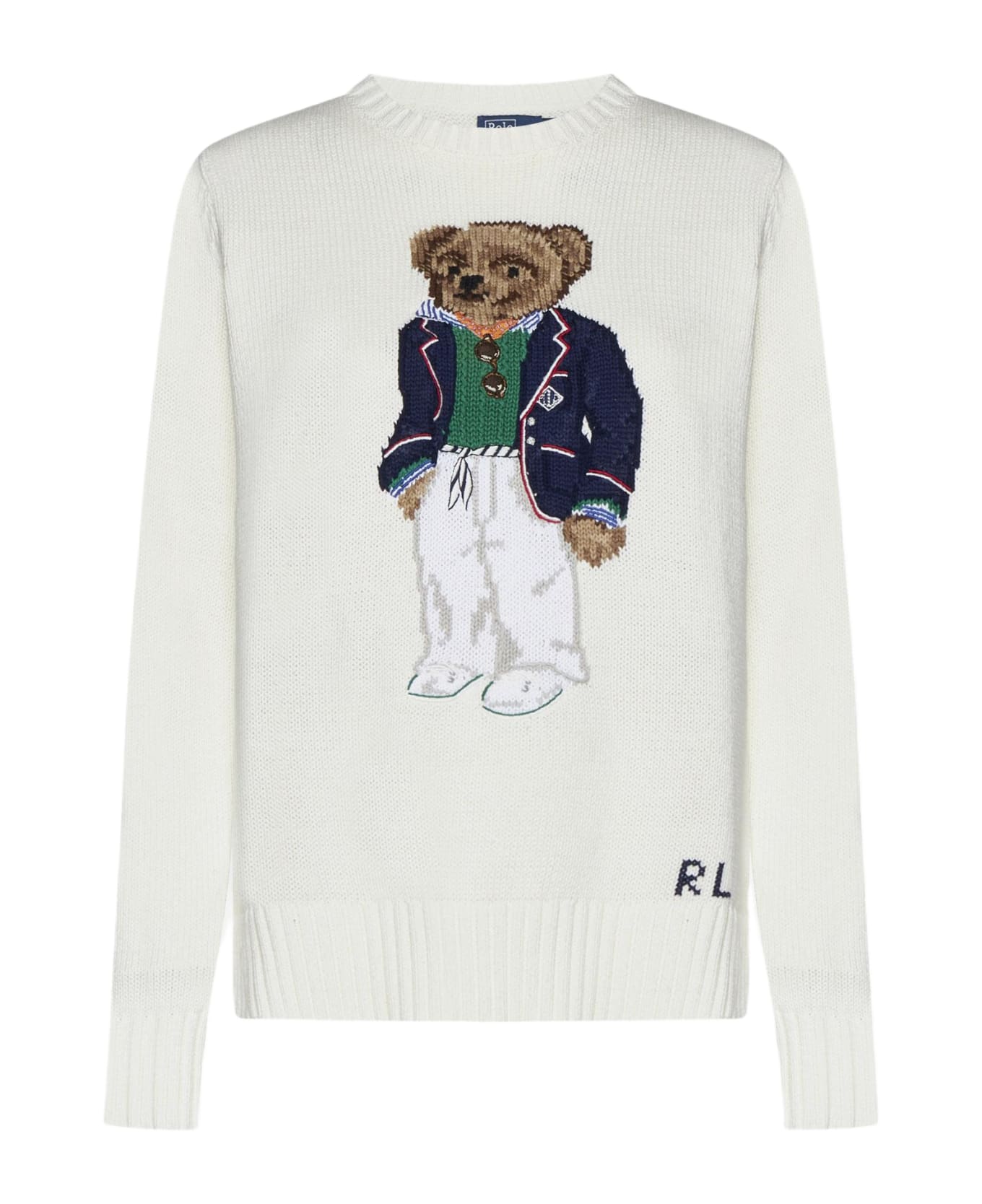 Ralph Lauren Bear Cotton Sweater - WHITE
