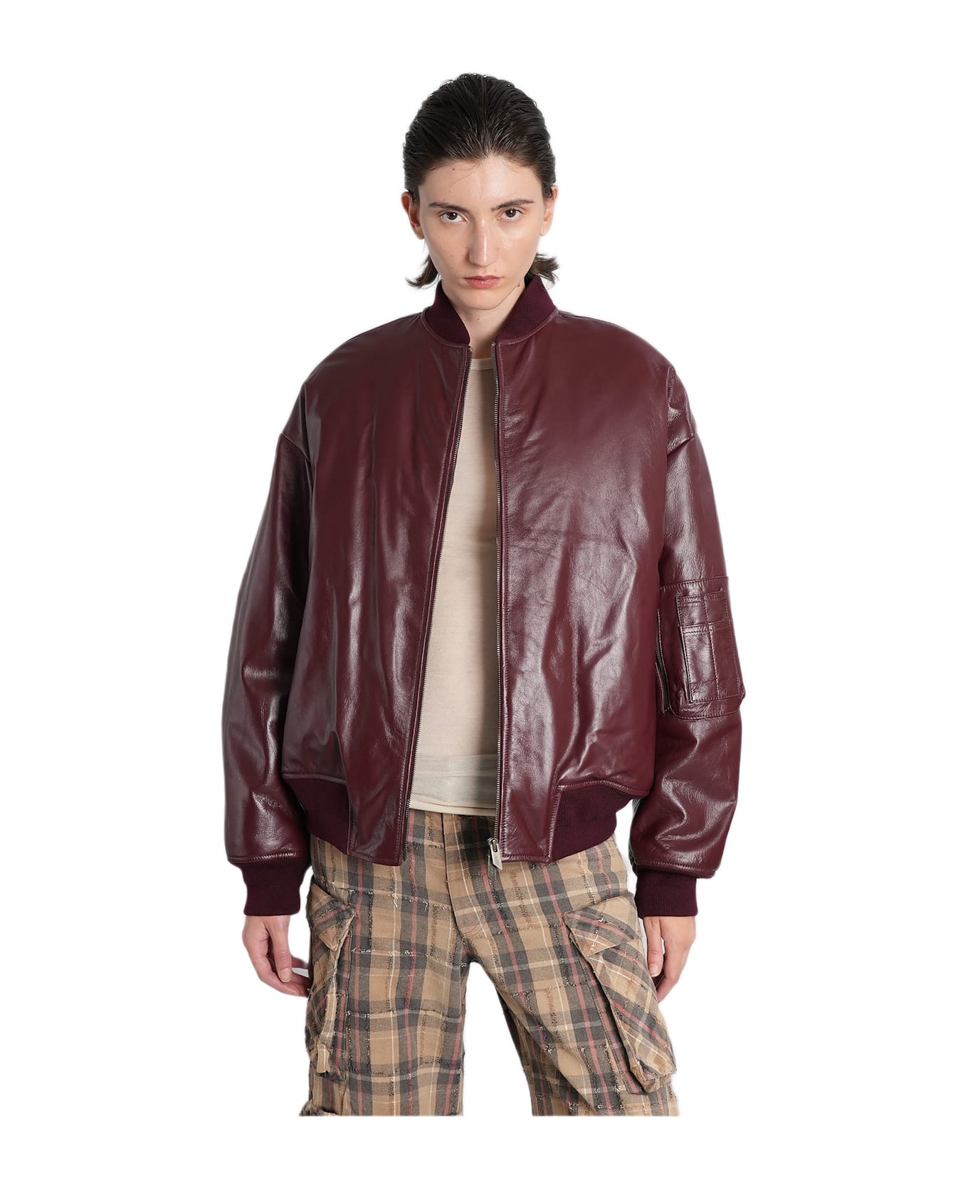 Salvatore Santoro Leather Jacket In Bordeaux Leather - bordeaux