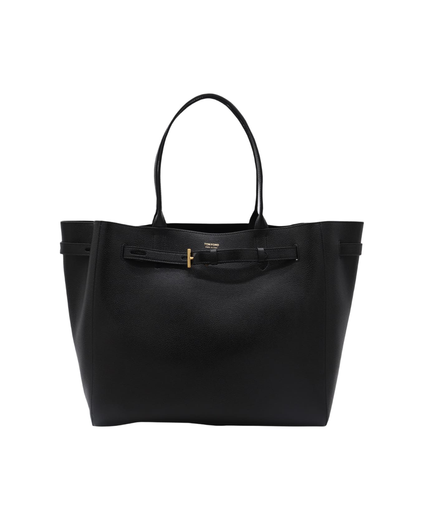 Tom Ford Black Leather Tote - BLACK