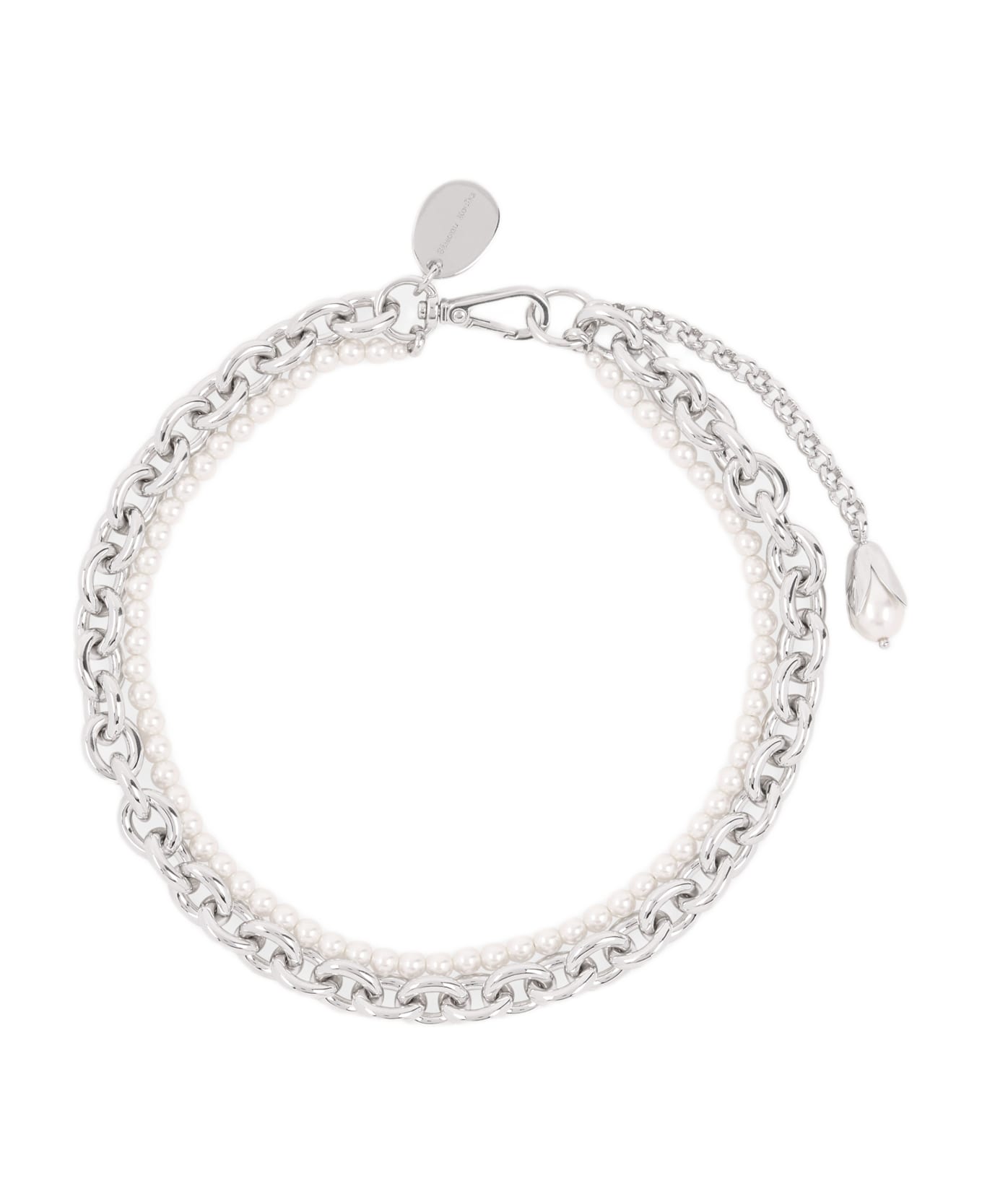 Simone Rocha Pearl &amp; Chain Necklace W/ Encased Pearl Flower - White