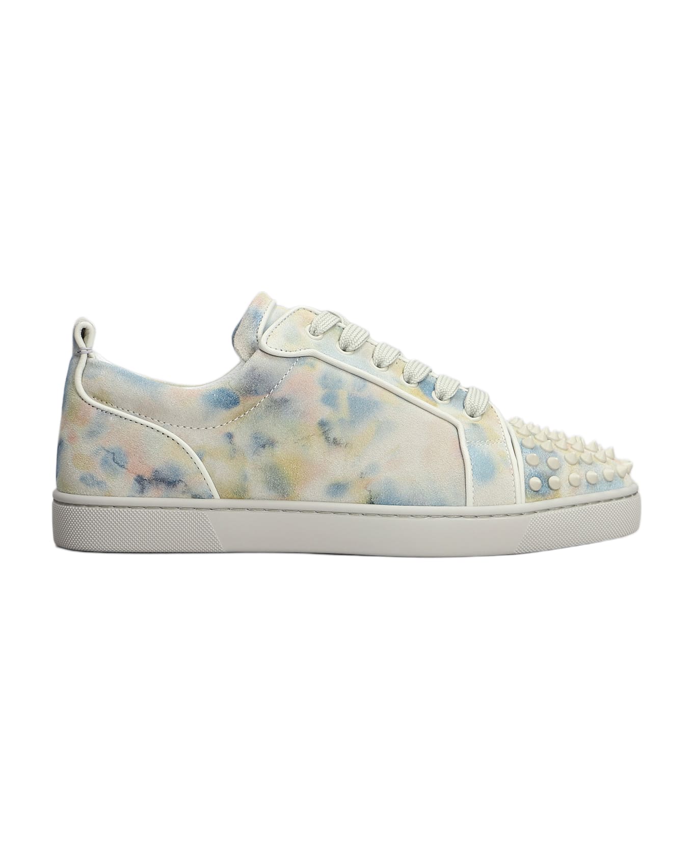 Christian Louboutin Louis Junior Spikes Sneakers In Multicolor Suede - multicolor