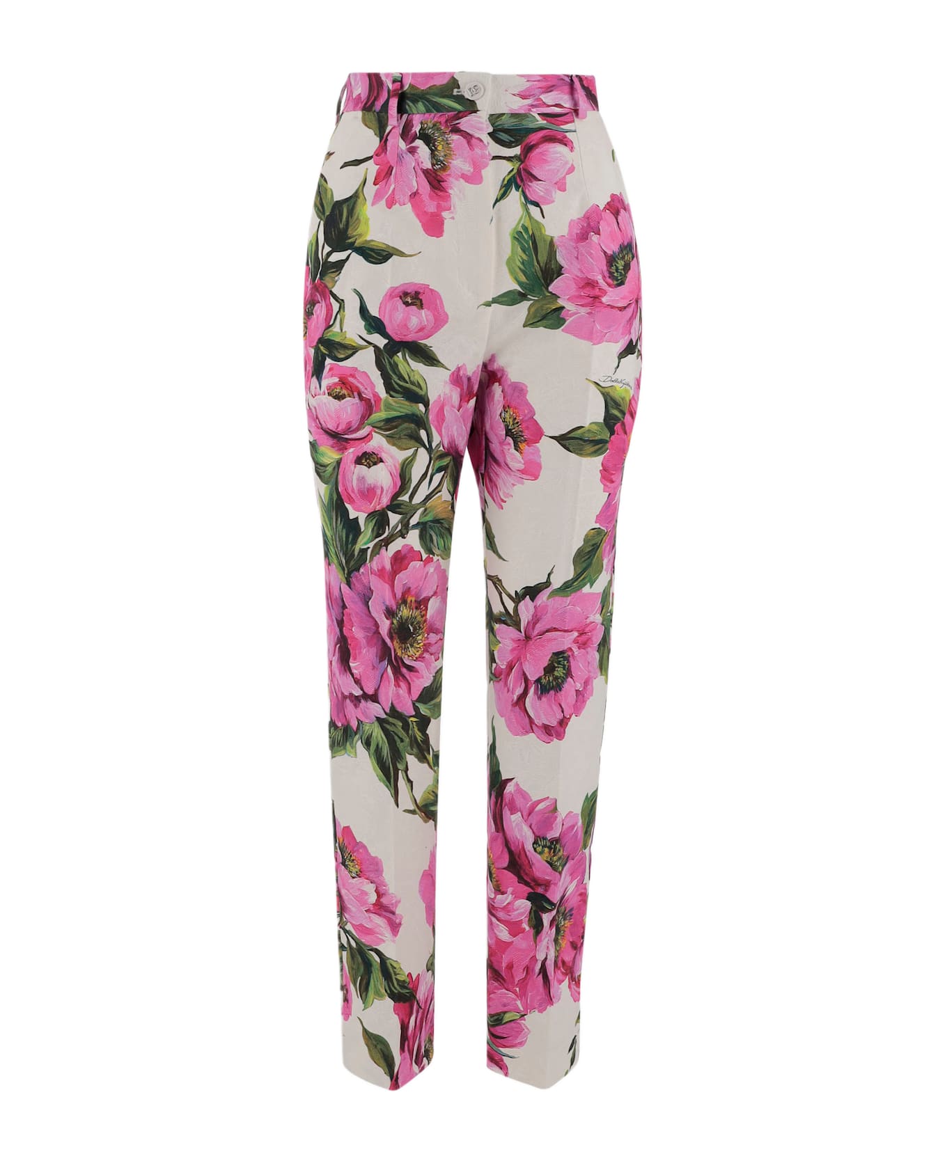 Dolce 
Gabbana Peony Print Stretch Cotton Pants - Red