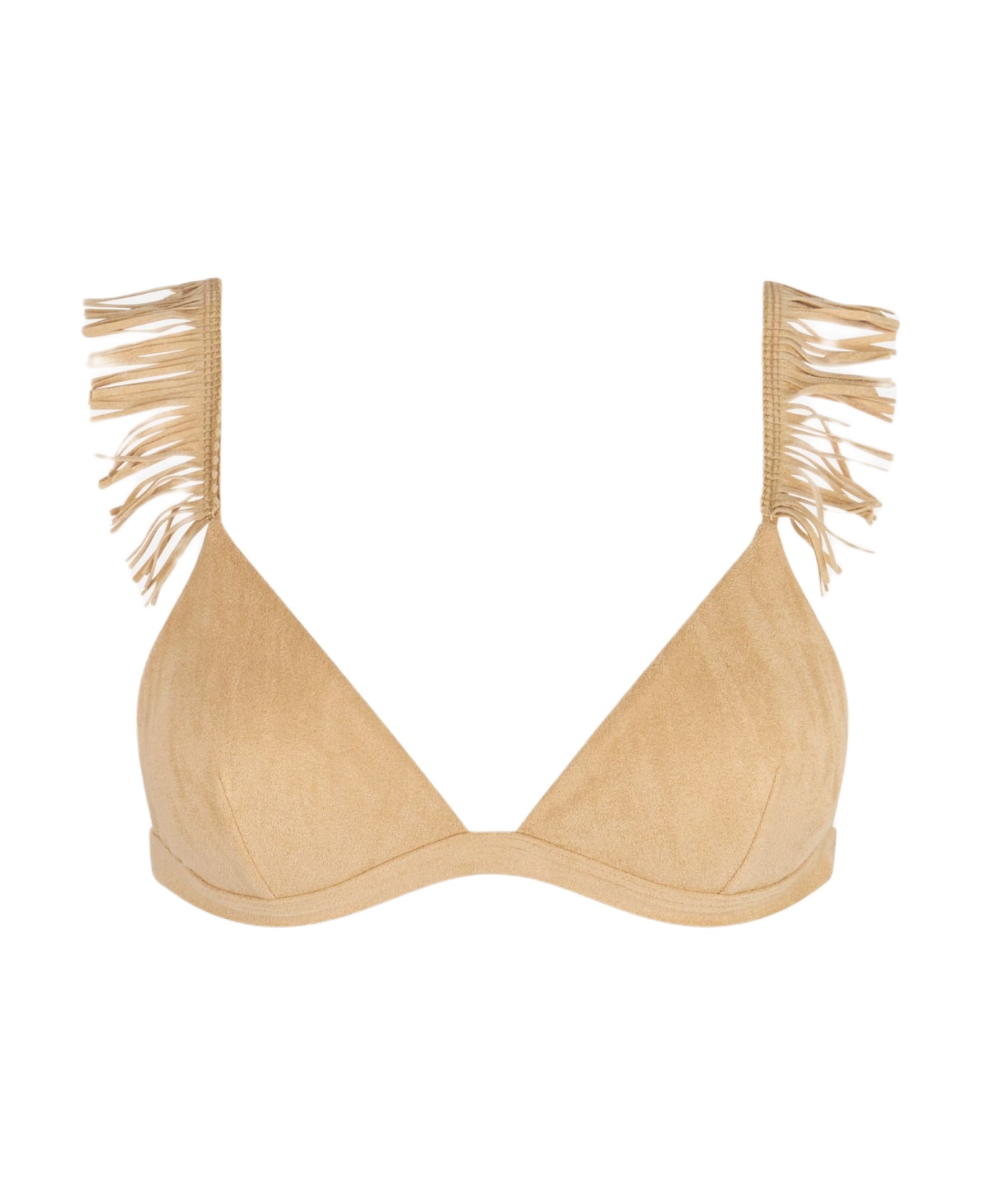 MC2 Saint Barth Fringed Triangle Suede Effect - BROWN
