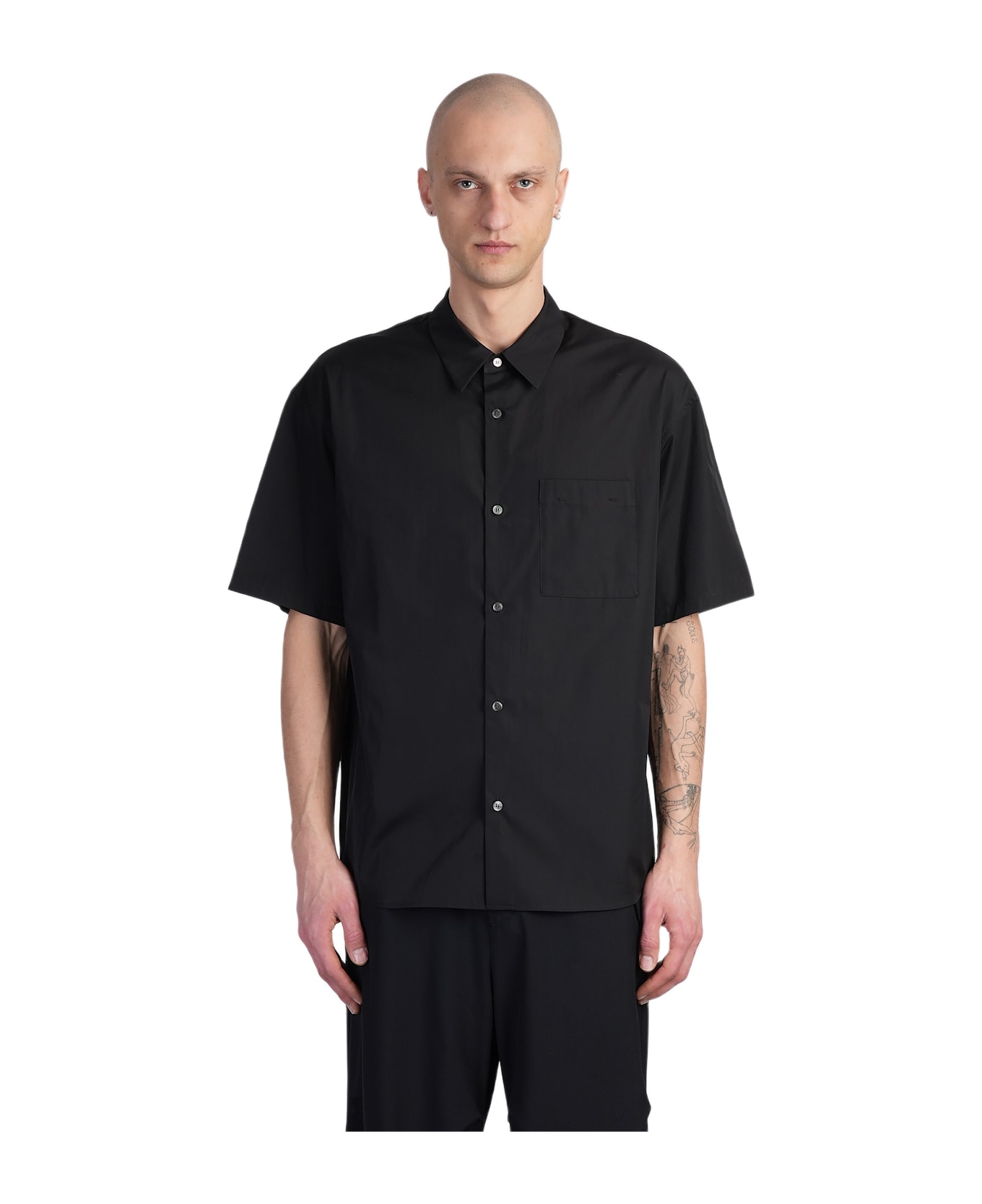 Attachment Shirt In Black Cotton - black
