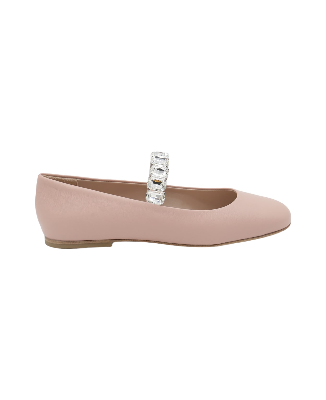 Casadei Beige Leather Flats - Pink