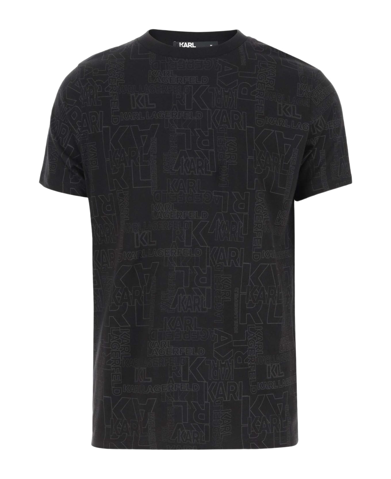 Karl Lagerfeld Cotton T-shirt With All-over Logo - Black シャツ