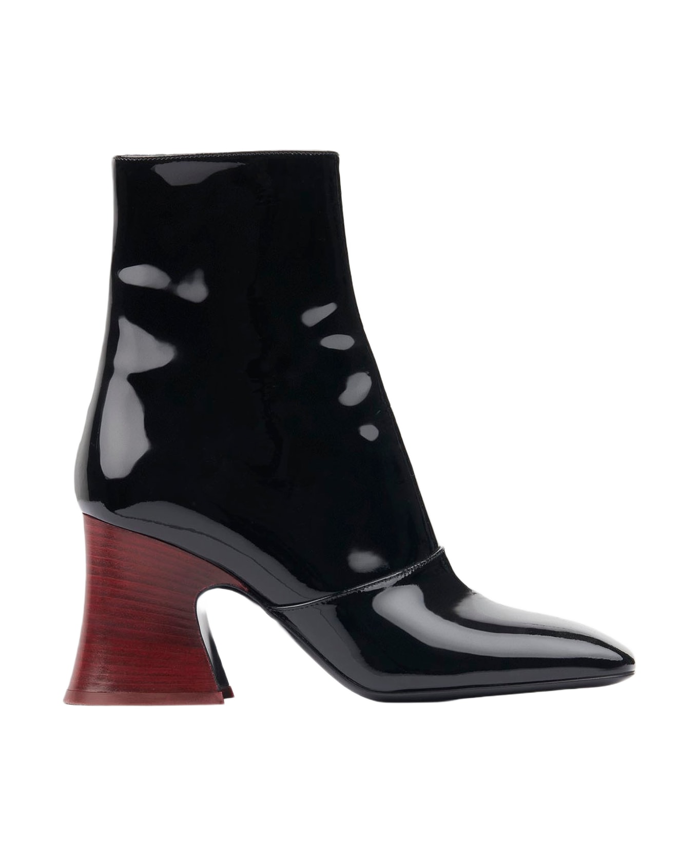 Chloé Janis Ankle Boots With Glossy Leather Heel - Black
