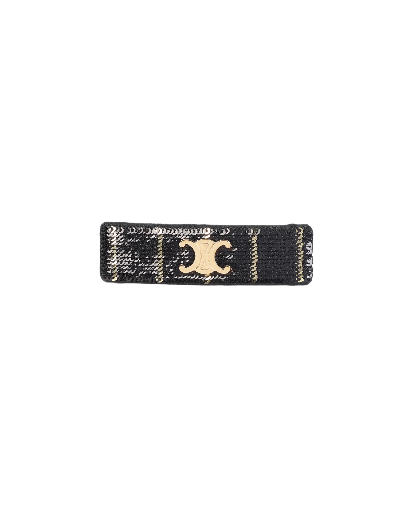Celine Striped Sequins Hair Clip - Gs Black Gold Smoke