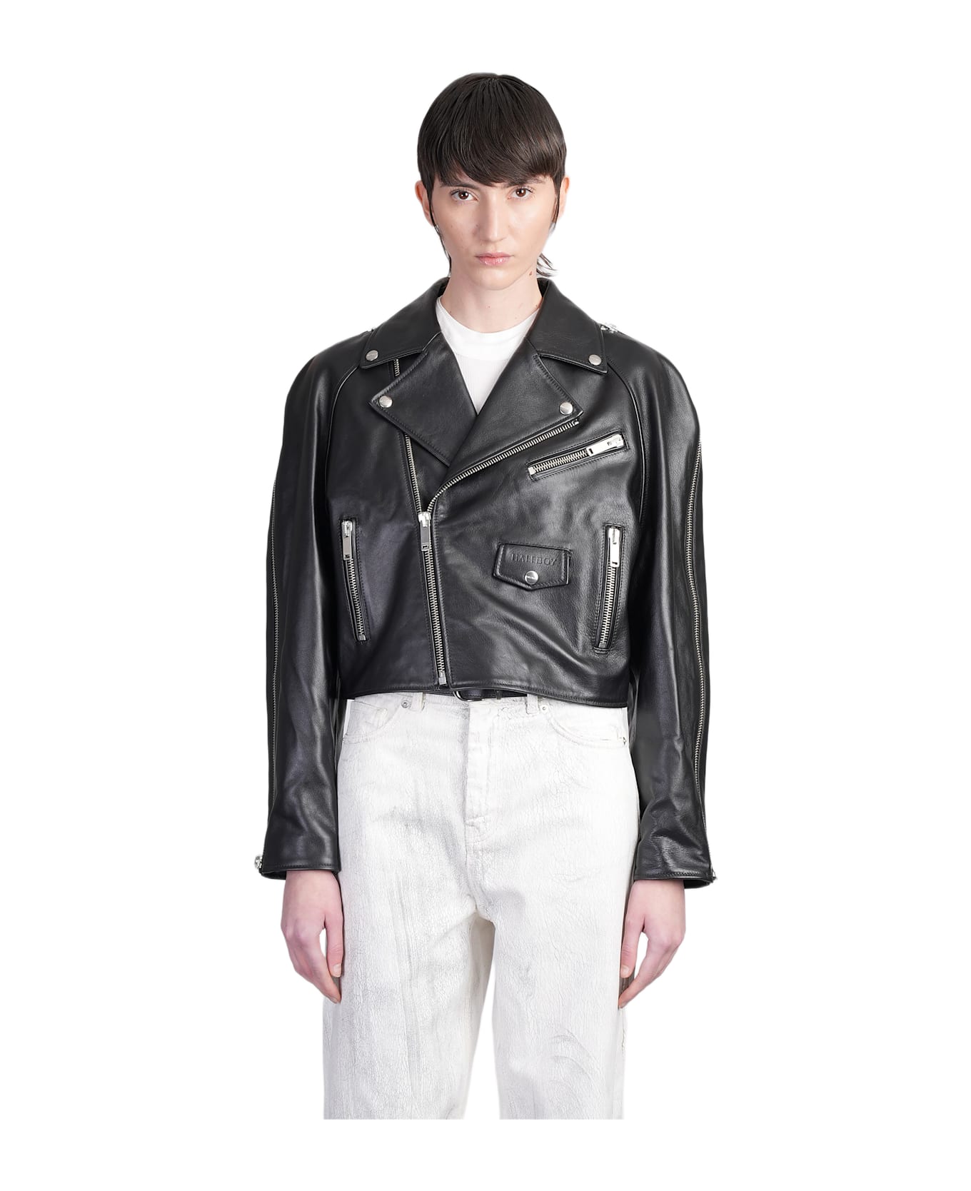 HALFBOY Biker Jacket In Black Leather - black