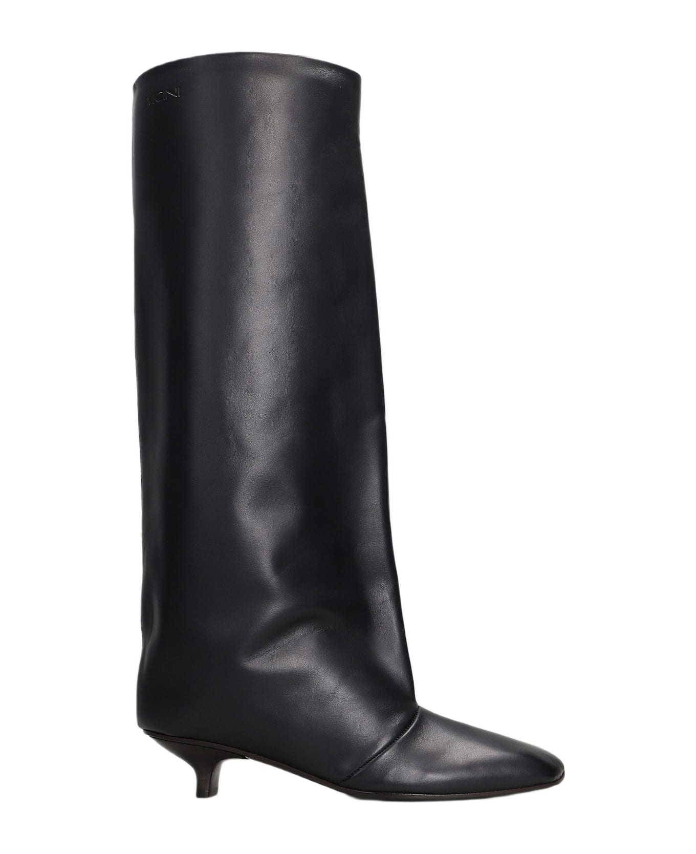 Vicini Cizin 30 Low Heels Boots In Black Leather - black