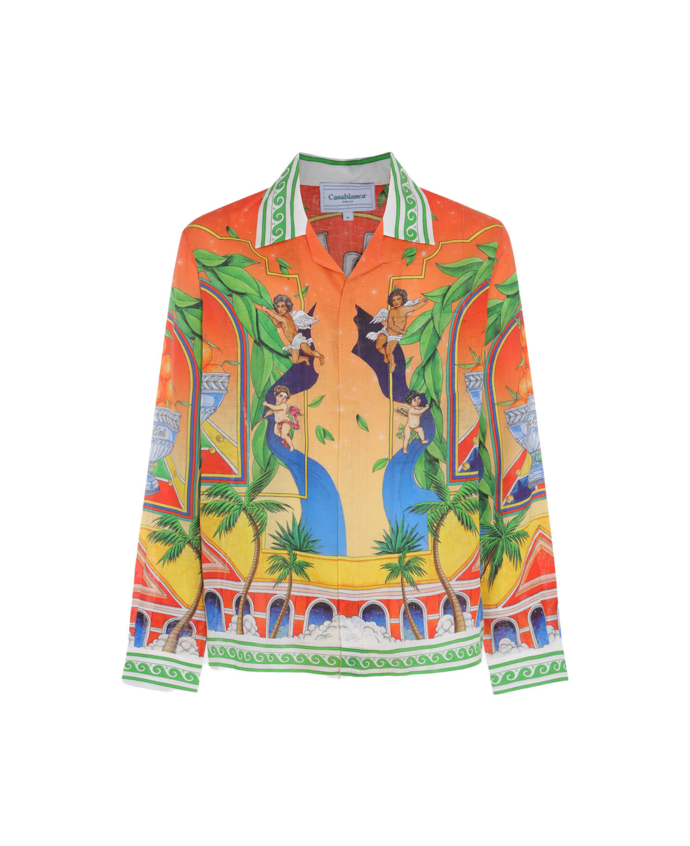 Casablanca Multicolor Linen Shirt - ORANGE