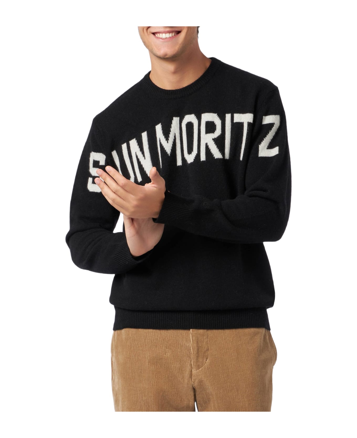 MC2 Saint Barth Sun Moritz Blended Cashmere Man's Sweater - BLACK
