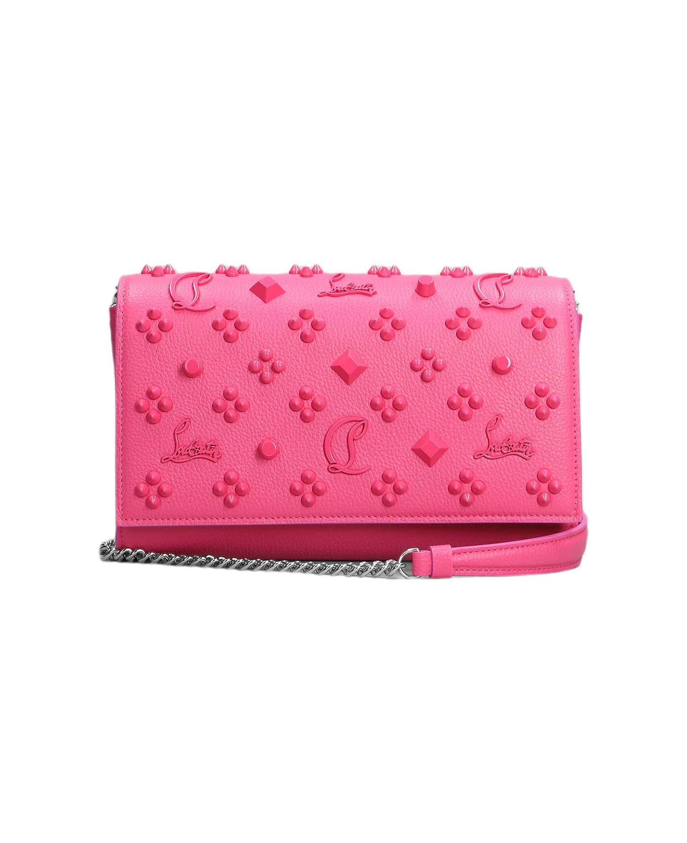 Christian Louboutin Paloma Clutch Shoulder Bag In Rose-pink Leather - rose-pink