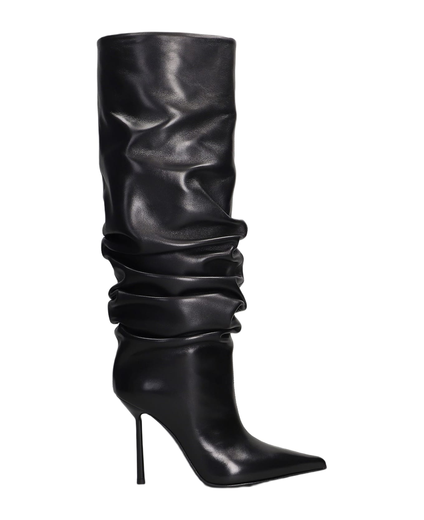 Le Silla Bella High Heels Boots In Black Leather - black