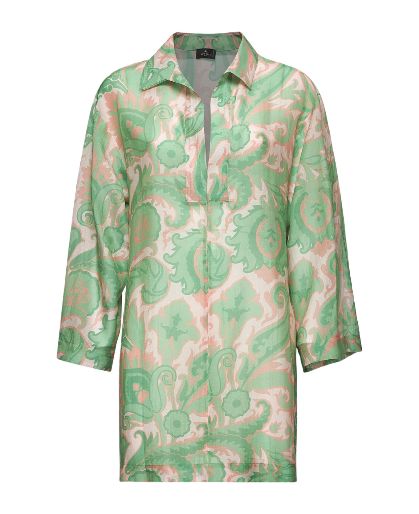 Etro Paisley Print Cotton And Silk Blouse - Rosa/verde