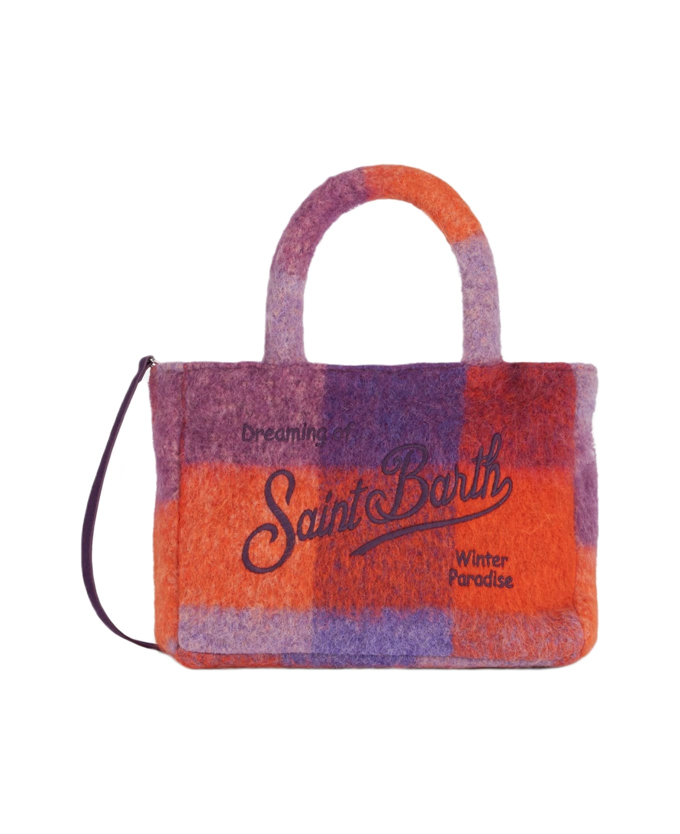 MC2 Saint Barth Soft Wooly Clarine Handbag With Check Pattern - PINK