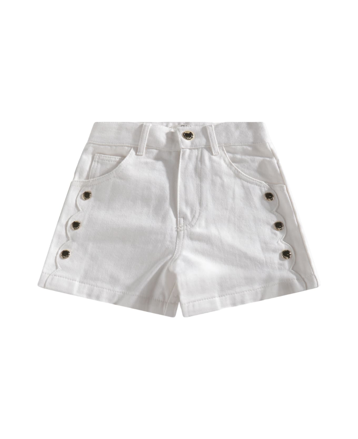 Chloé White Cotton Shorts - Bianco sporco