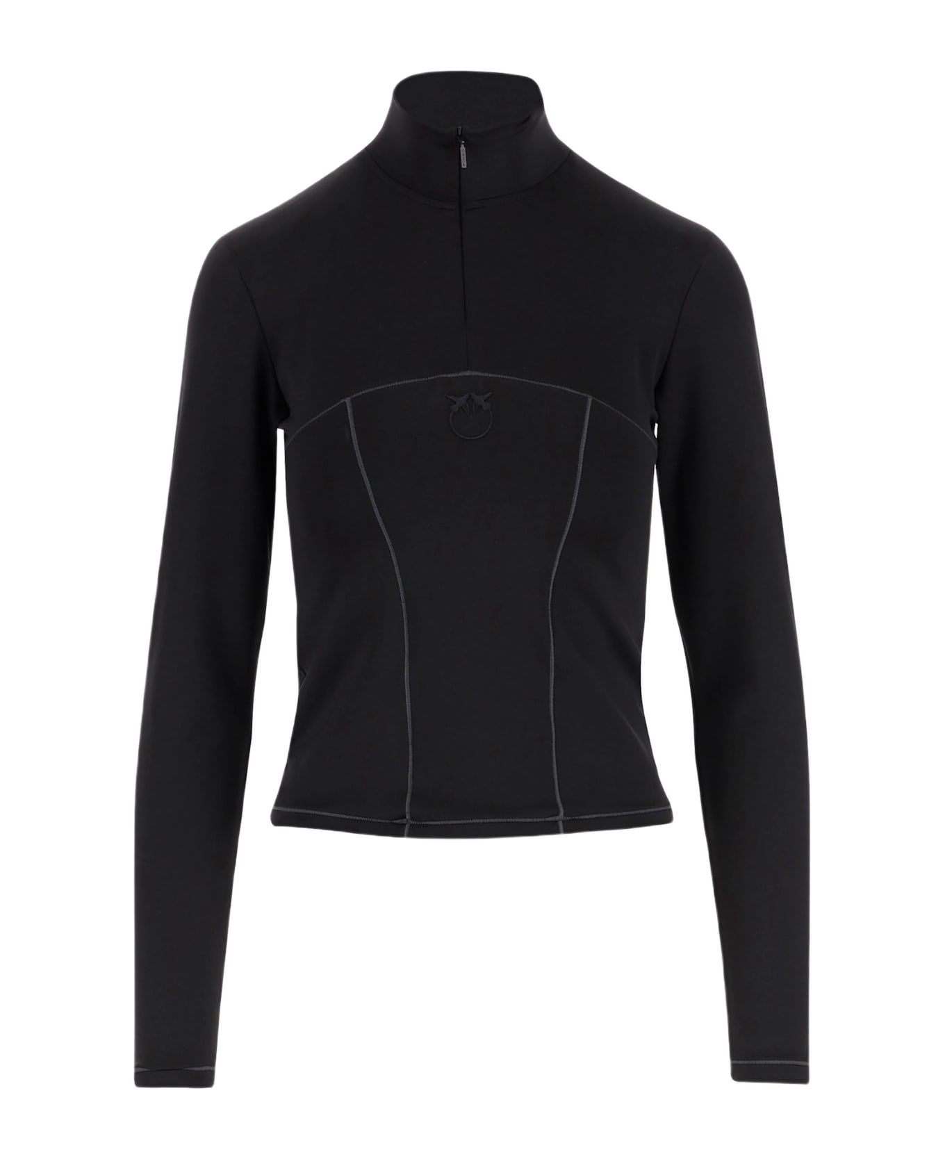 Pinko Stretch Nylon Jersey With Logo - Black