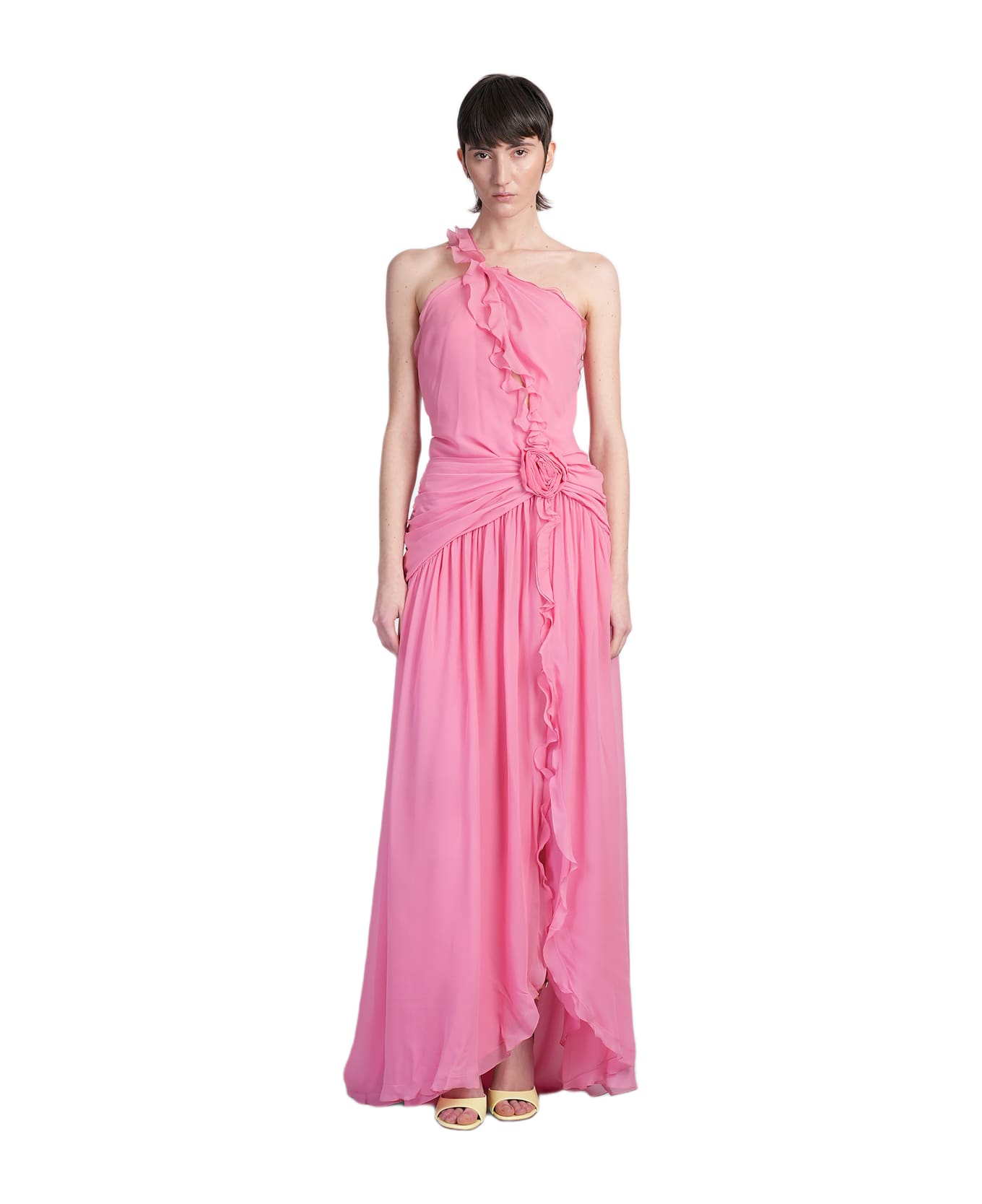 Blumarine Dress Woman In Rose-pink Silk - rose-pink