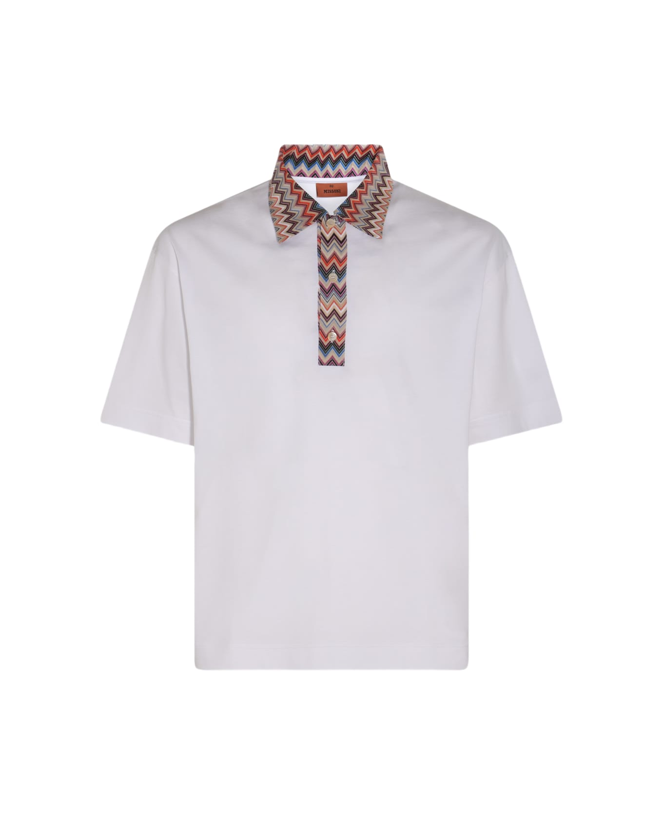 Missoni White And Multicolour Cotton Polo Shirt - WHITE AND MULTICOLOR