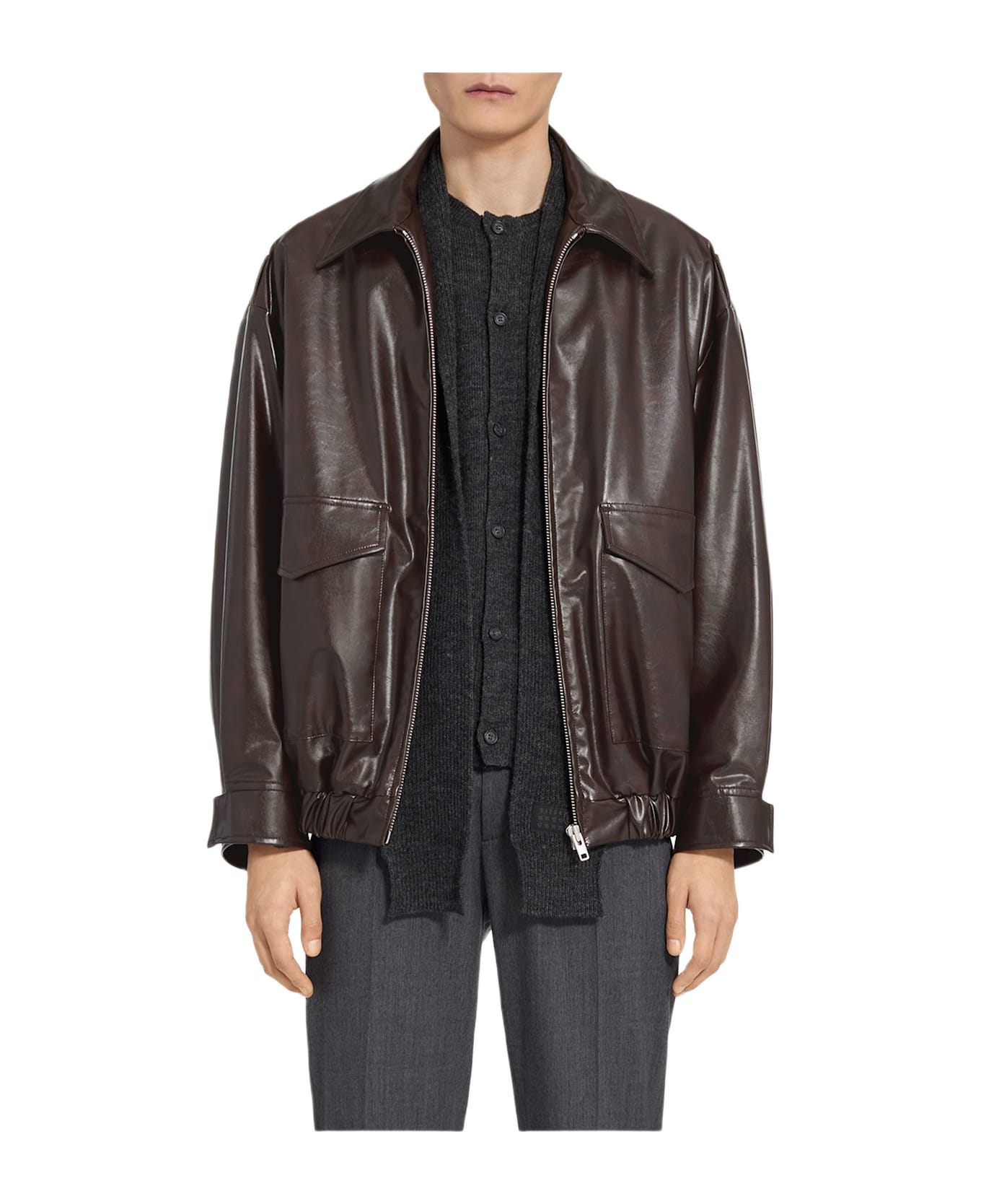 MM6 Maison Margiela Leather Jacket - Brown